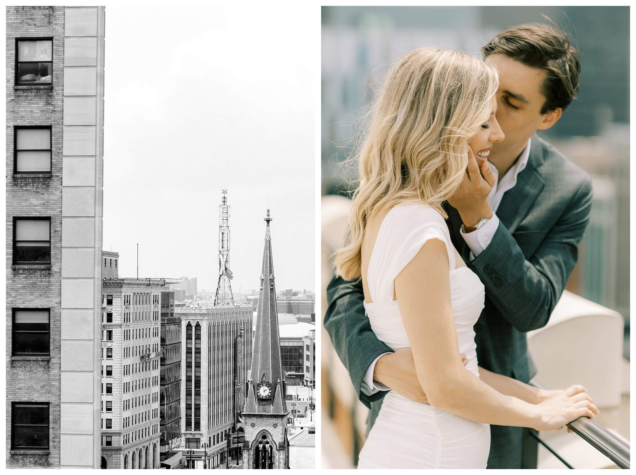 beautiful romantic hollywood style bar engagement shoot in downtown detroit at the monarch club and DIA by josh and andrea photograpy 