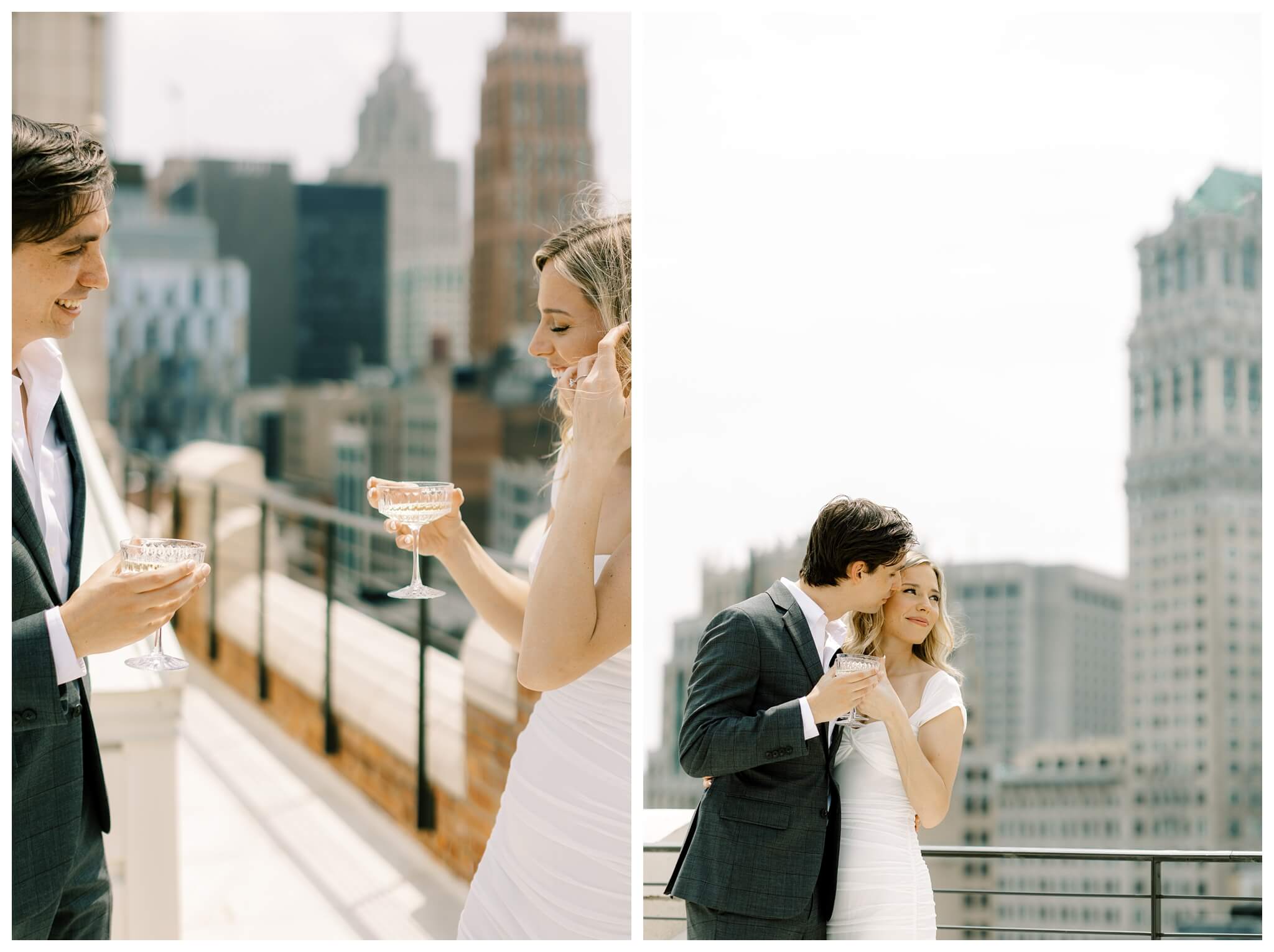 beautiful romantic hollywood style bar engagement shoot in downtown detroit at the monarch club and DIA by josh and andrea photograpy 