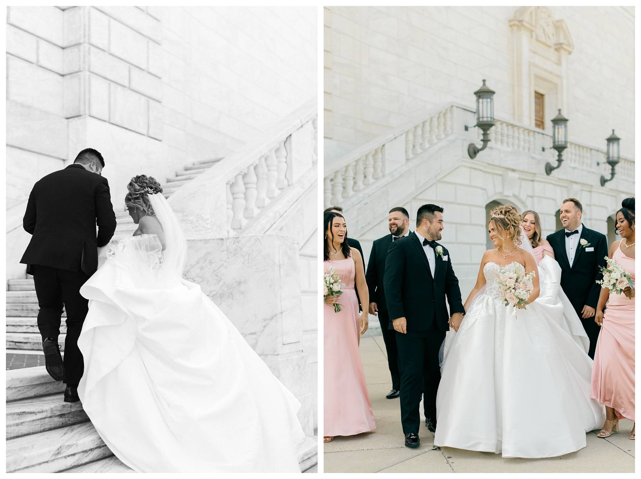 timeless ballroom wedding in downtown detroit at the colony club with motor city vintage rentals and josh and andrea photography