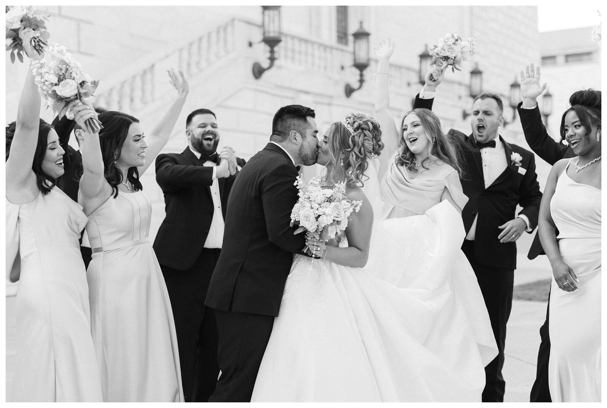 timeless ballroom wedding in downtown detroit at the colony club with motor city vintage rentals and josh and andrea photography