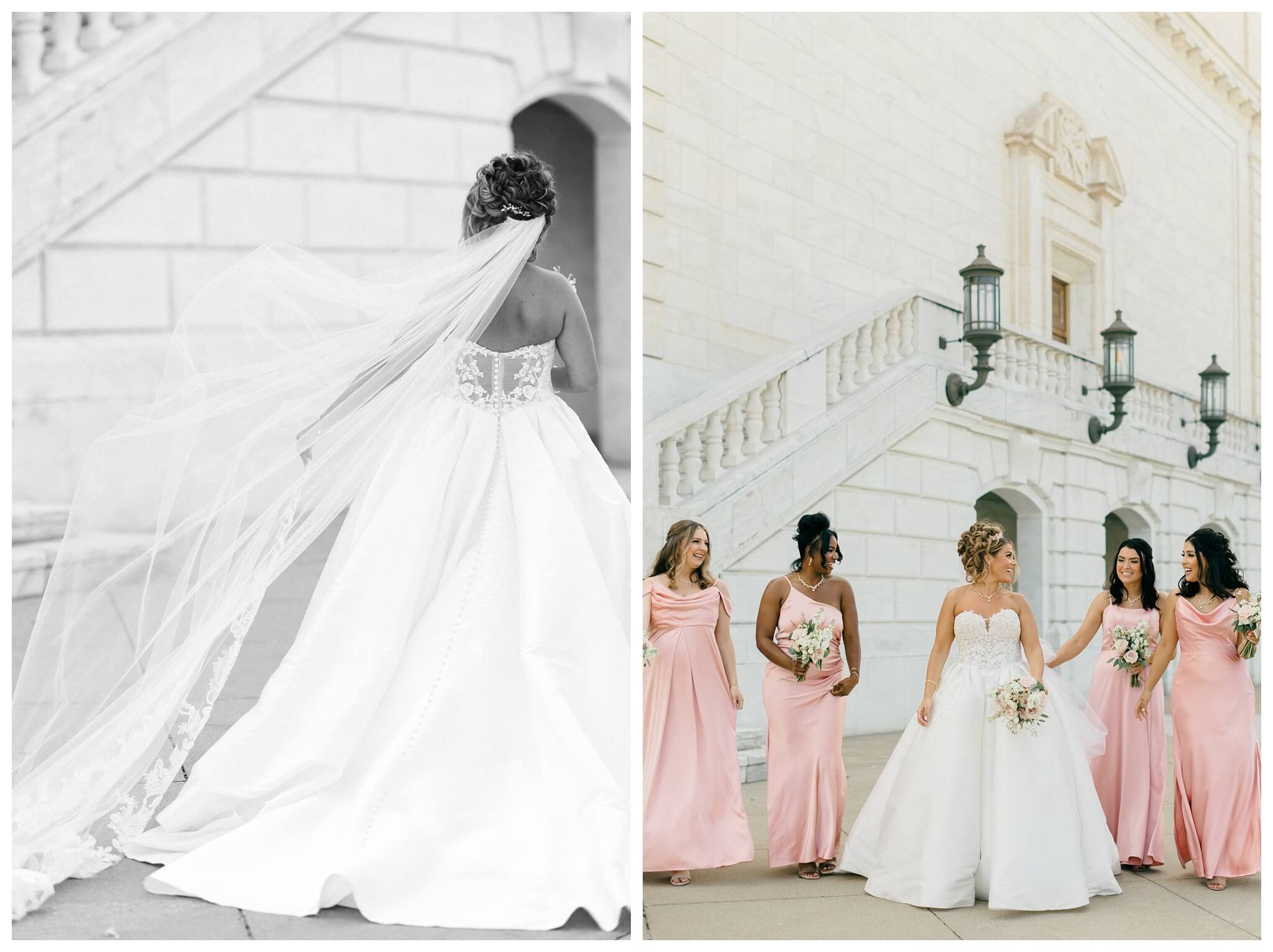 timeless ballroom wedding in downtown detroit at the colony club with motor city vintage rentals and josh and andrea photography