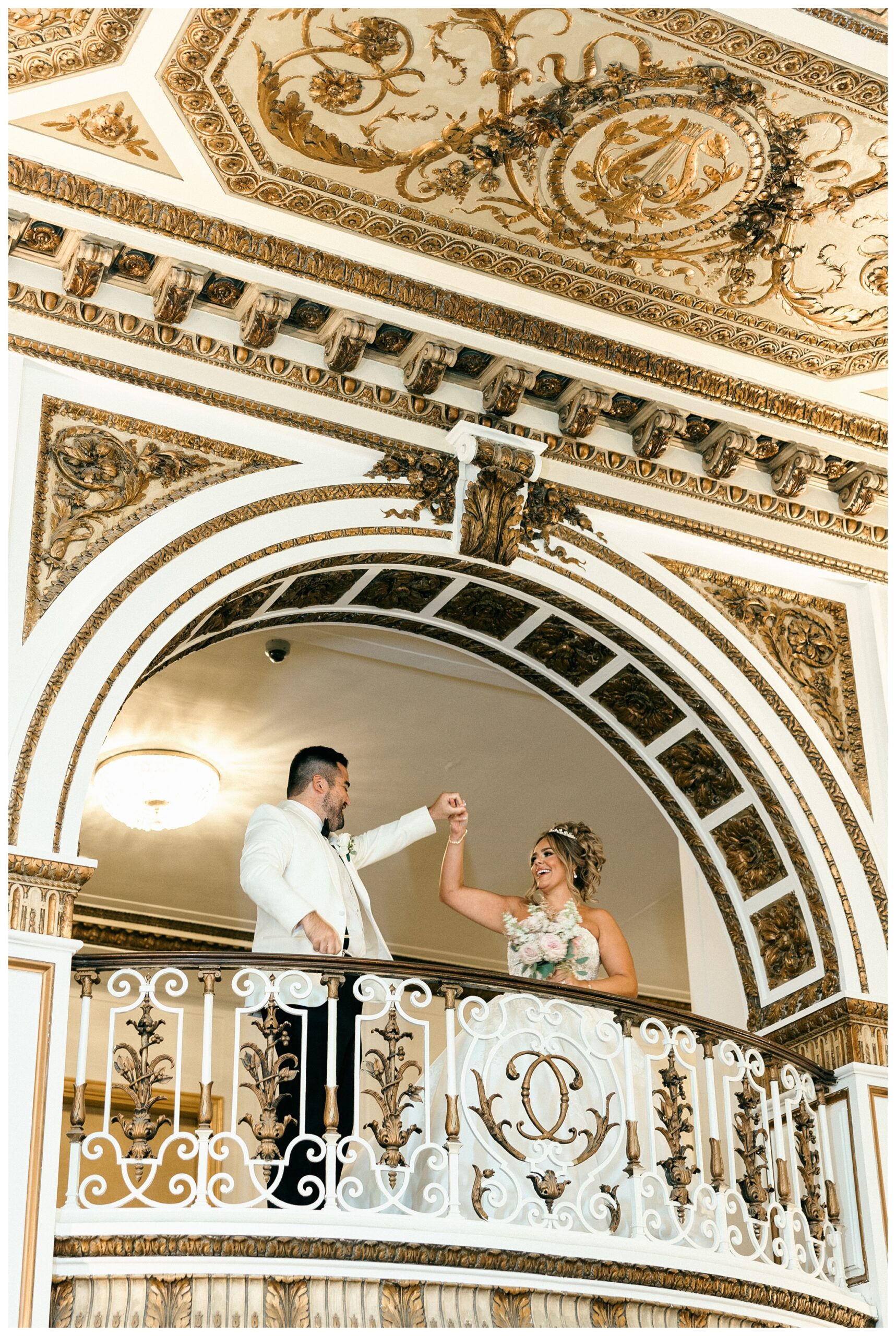 timeless ballroom wedding in downtown detroit at the colony club with motor city vintage rentals and josh and andrea photography