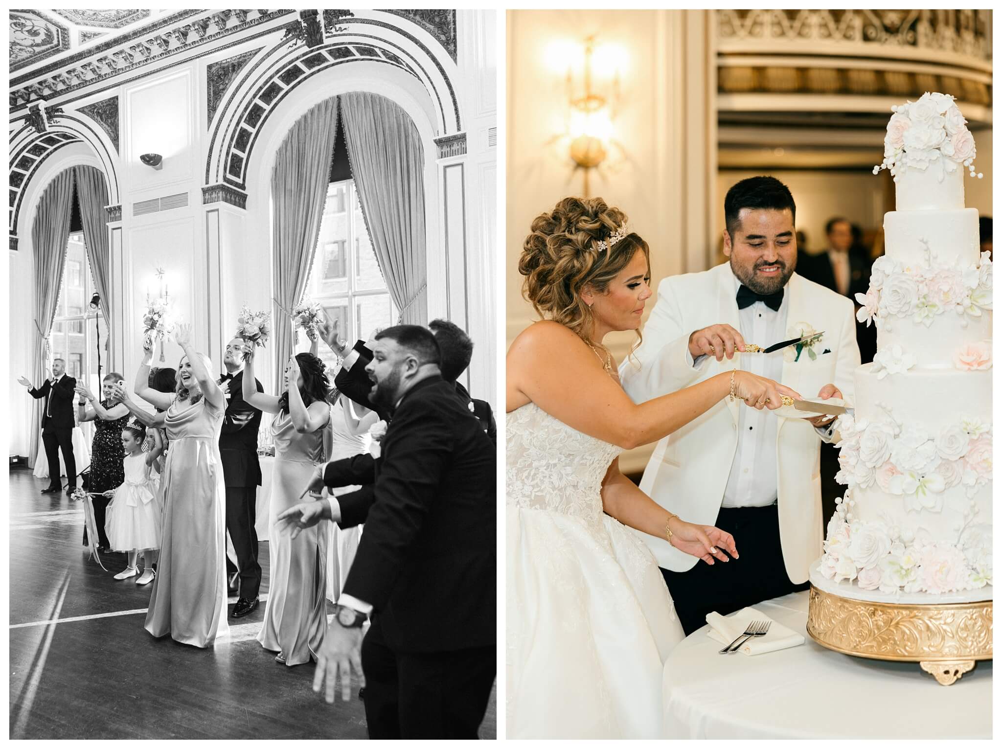 timeless ballroom wedding in downtown detroit at the colony club with motor city vintage rentals and josh and andrea photography