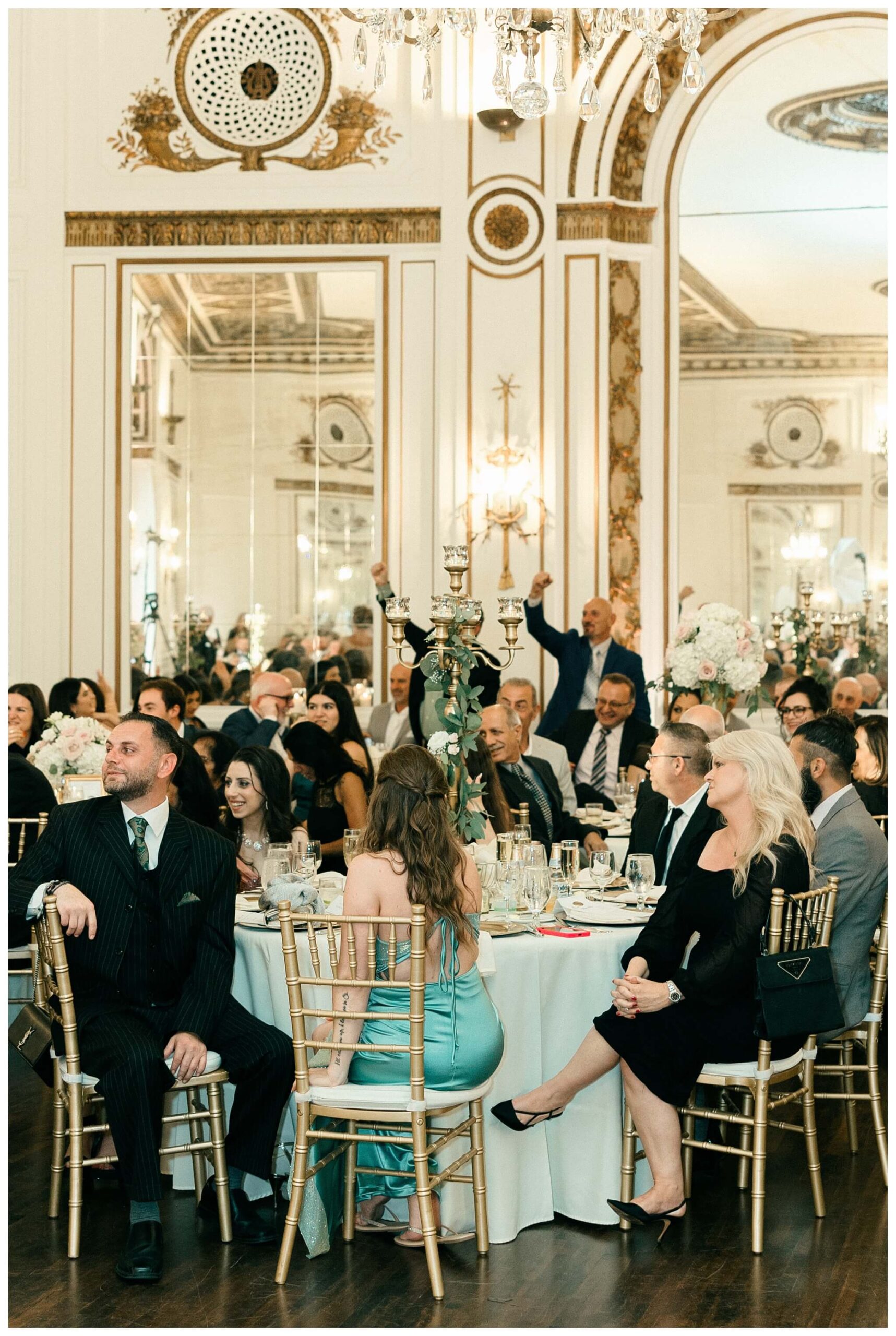 timeless ballroom wedding in downtown detroit at the colony club with motor city vintage rentals and josh and andrea photography