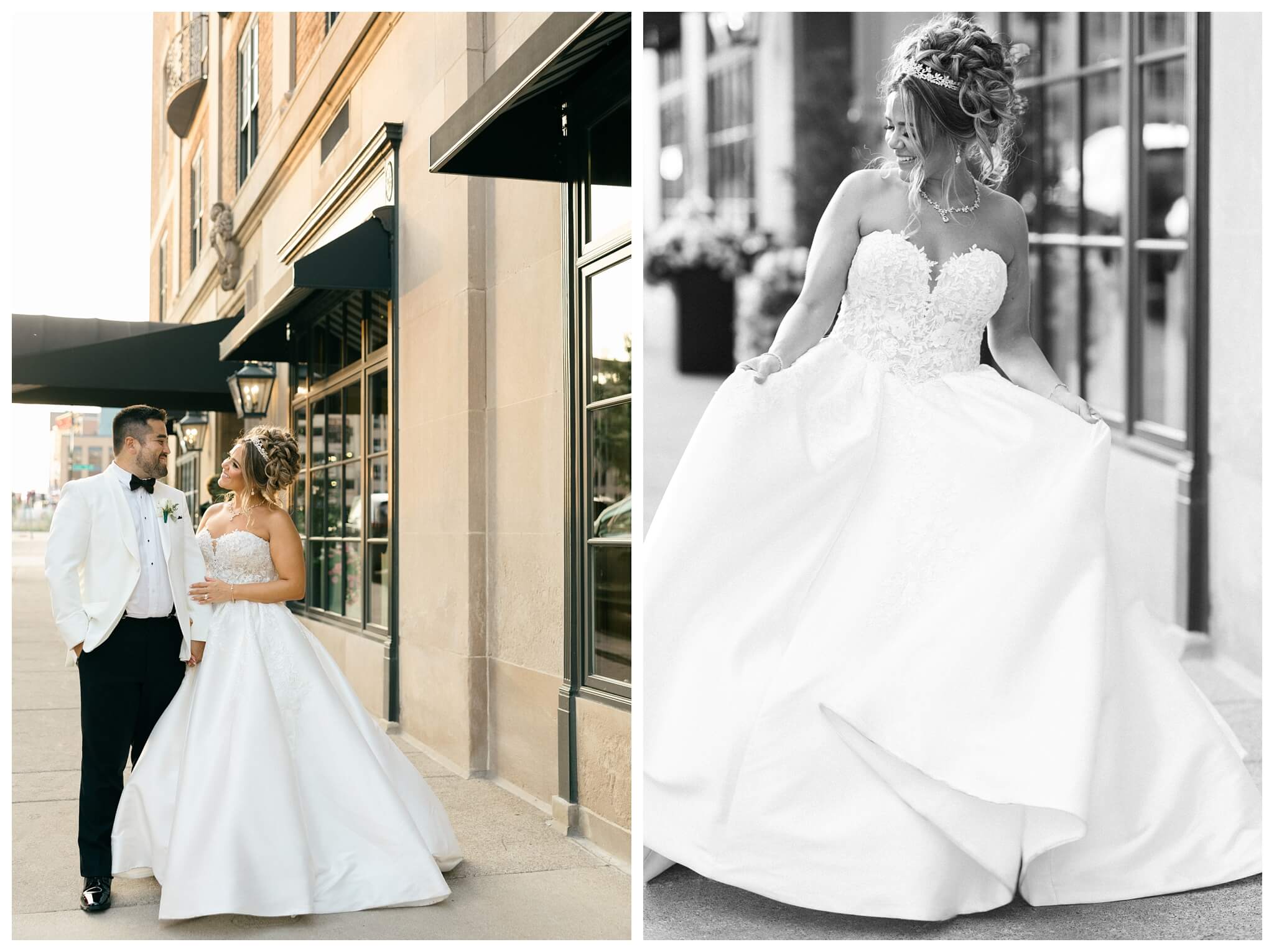 timeless ballroom wedding in downtown detroit at the colony club with motor city vintage rentals and josh and andrea photography