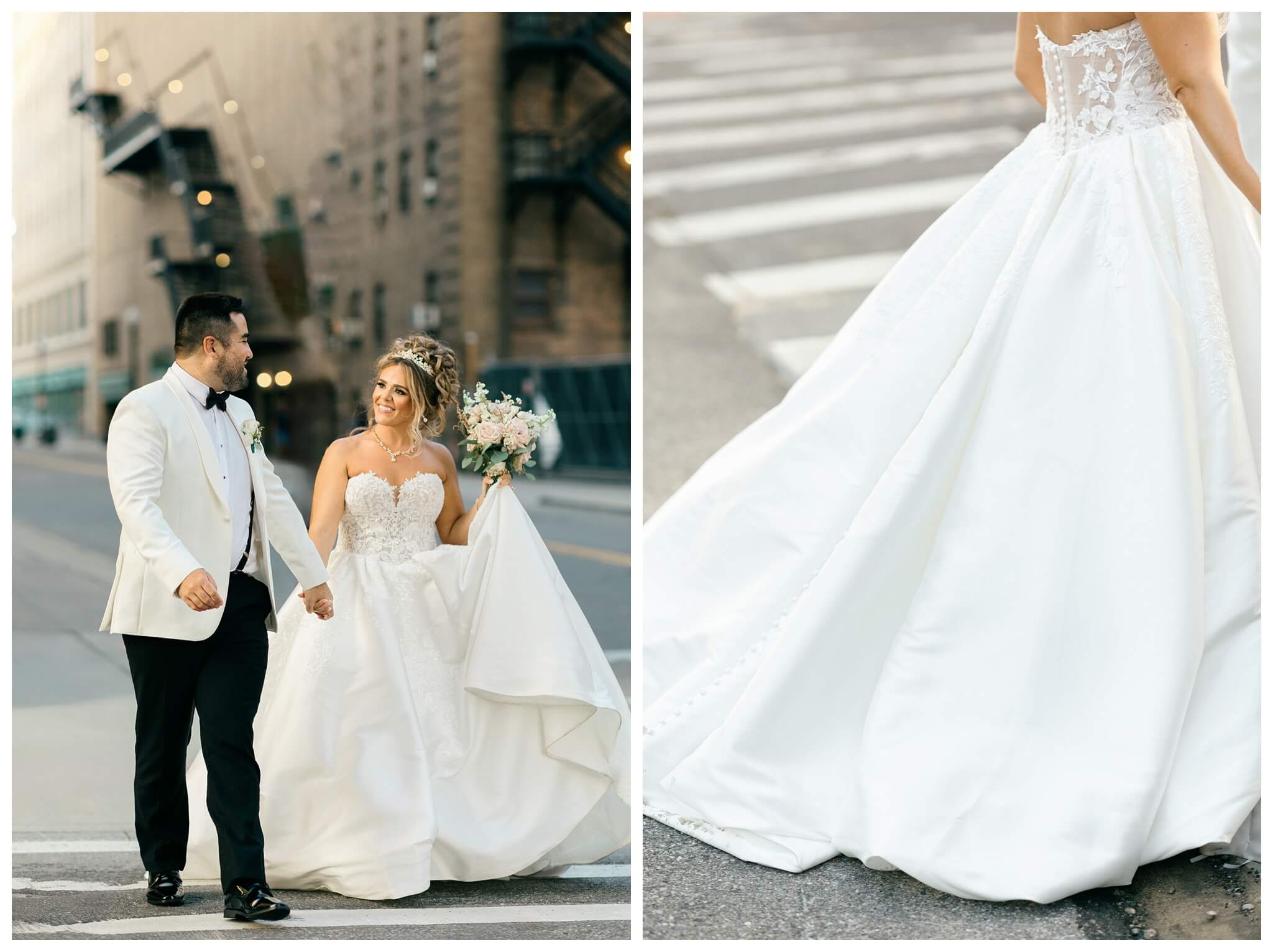 timeless ballroom wedding in downtown detroit at the colony club with motor city vintage rentals and josh and andrea photography