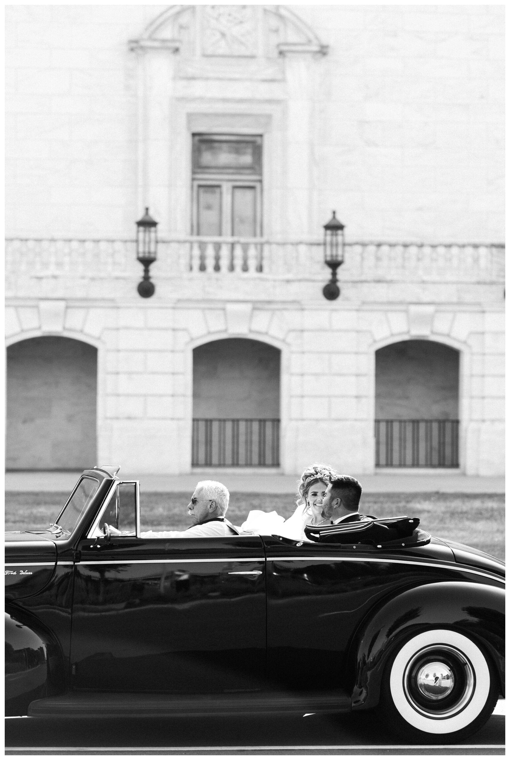 timeless ballroom wedding in downtown detroit at the colony club with motor city vintage rentals and josh and andrea photography