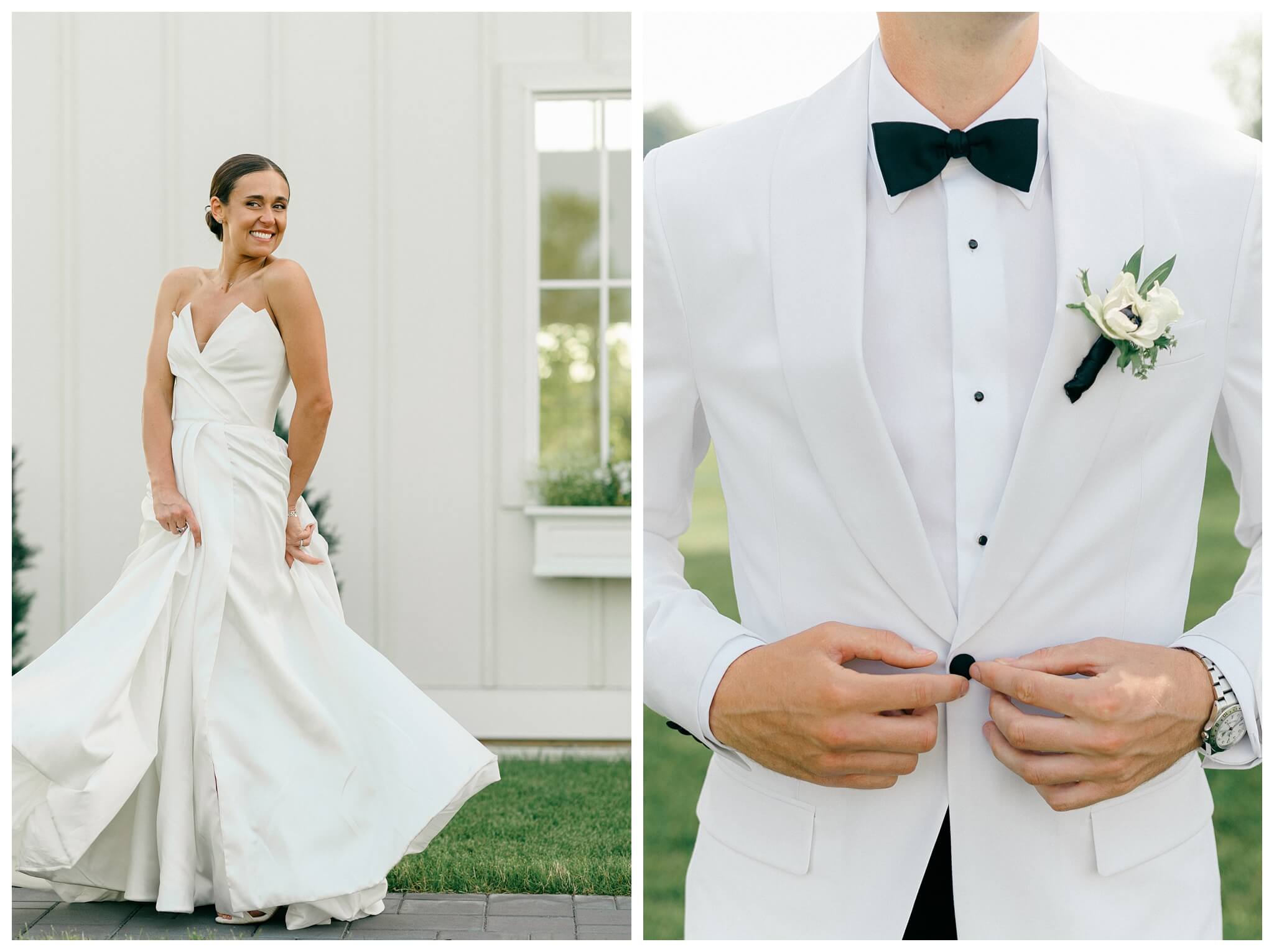 refined black and white wedding at a white barn etre farms in saint joseph michigan by josh and andrea photography 