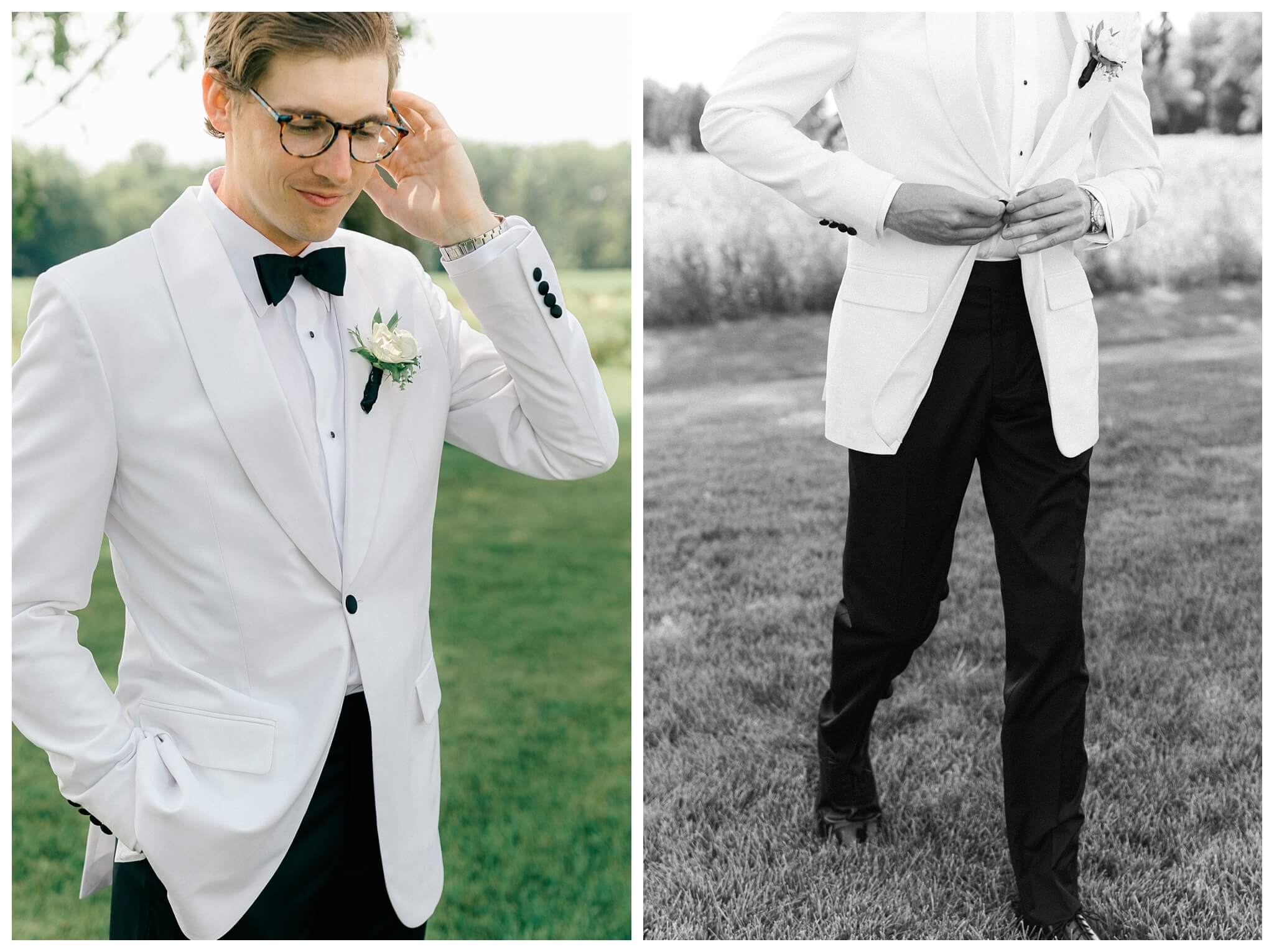 refined black and white wedding at a white barn etre farms in saint joseph michigan by josh and andrea photography 