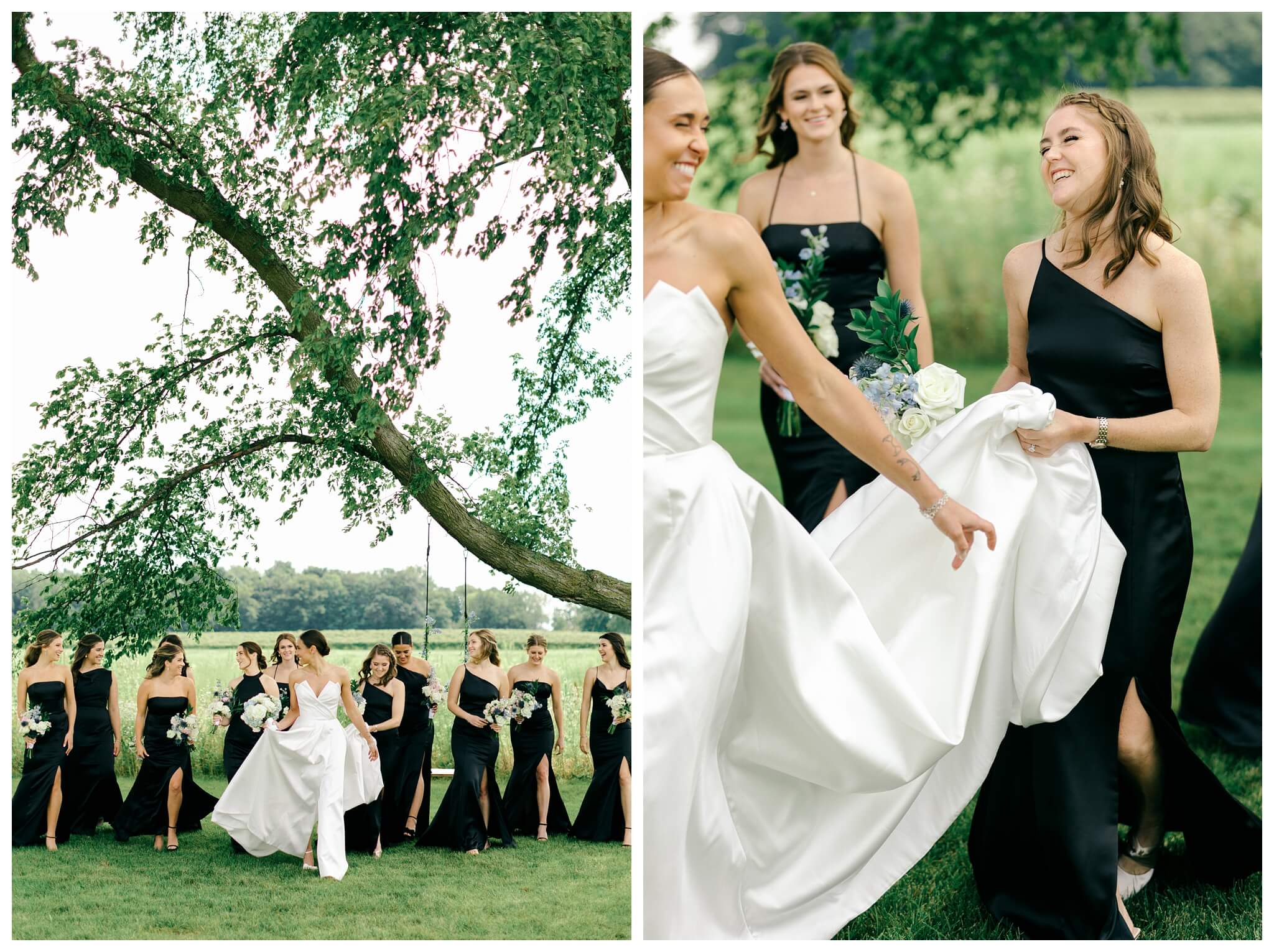 refined black and white wedding at a white barn etre farms in saint joseph michigan by josh and andrea photography 