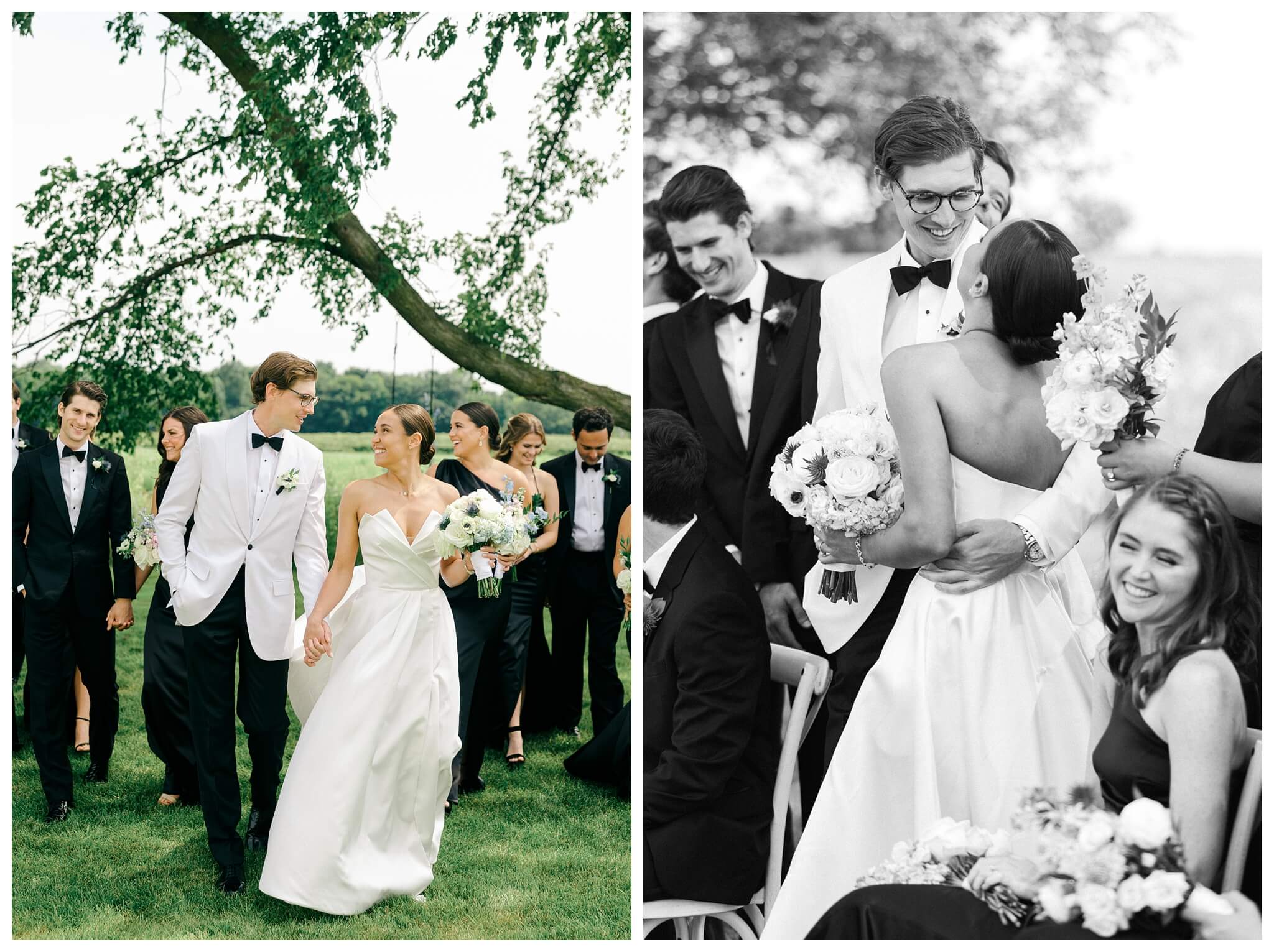 refined black and white wedding at a white barn etre farms in saint joseph michigan by josh and andrea photography 