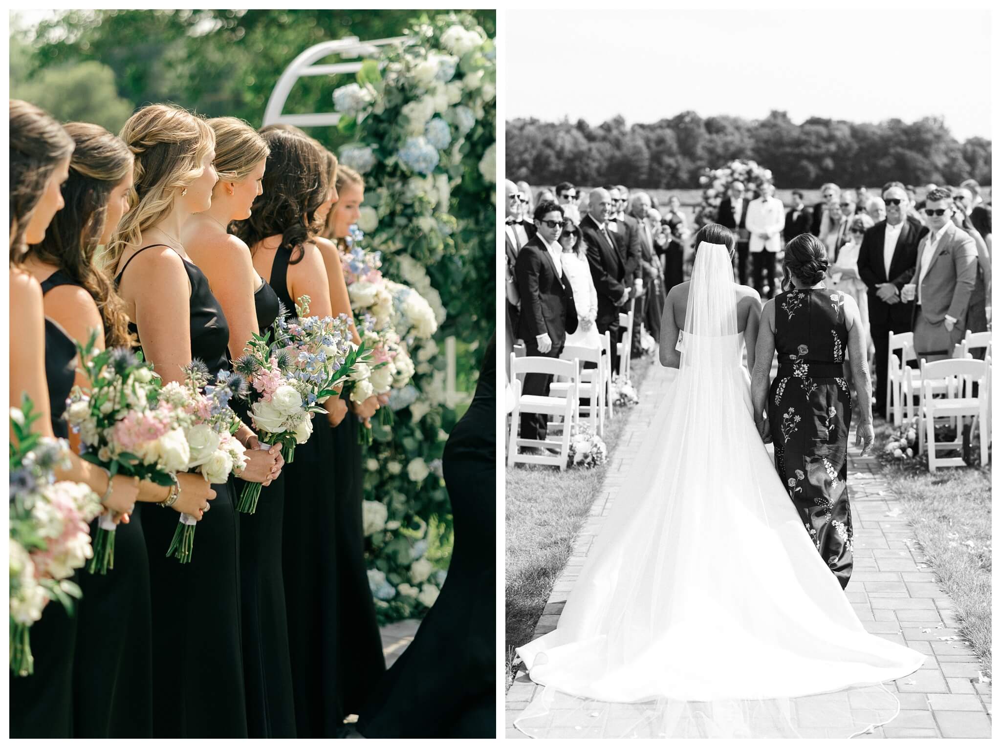 refined black and white wedding at a white barn etre farms in saint joseph michigan by josh and andrea photography 