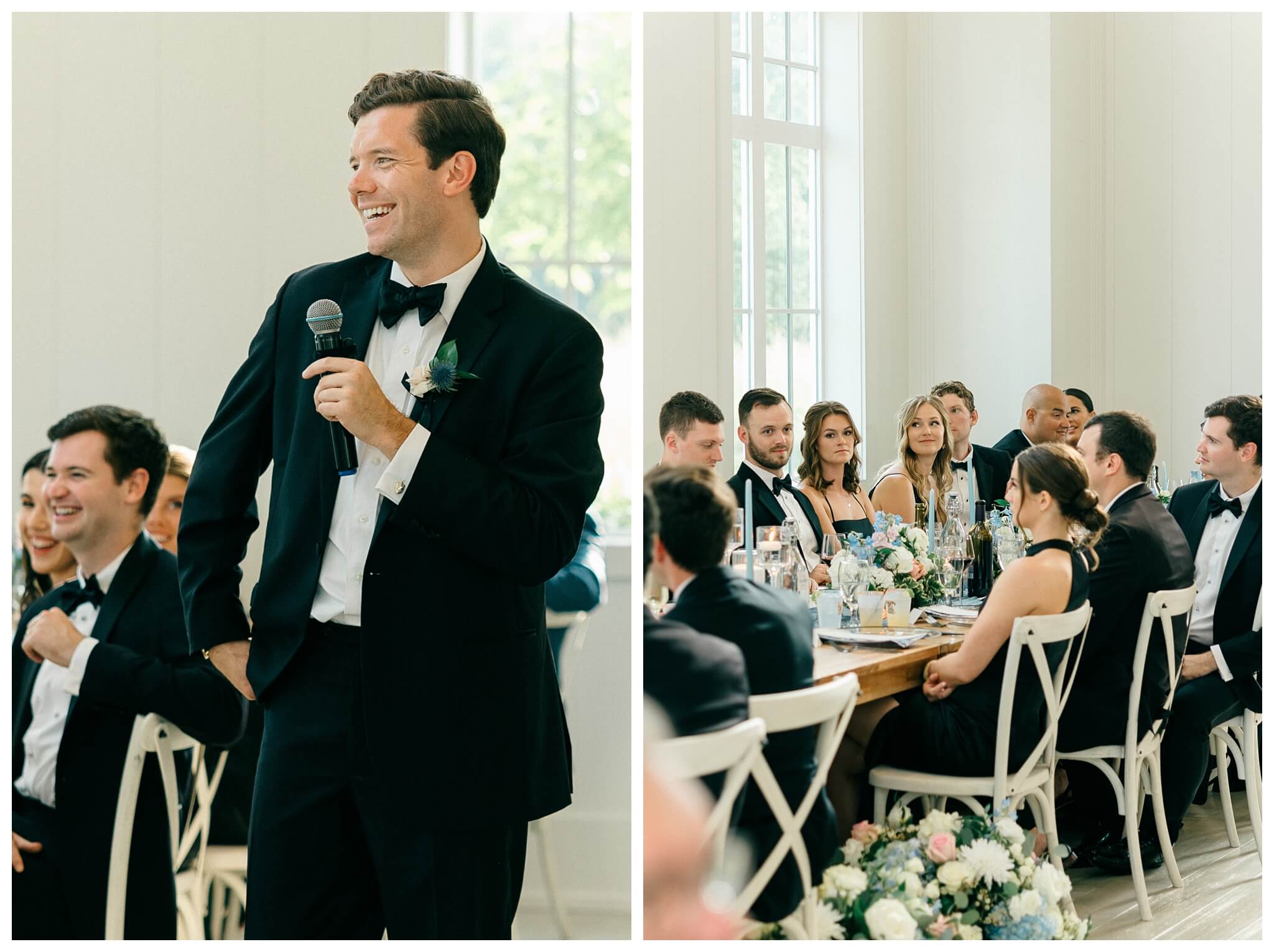 refined black and white wedding at a white barn etre farms in saint joseph michigan by josh and andrea photography 