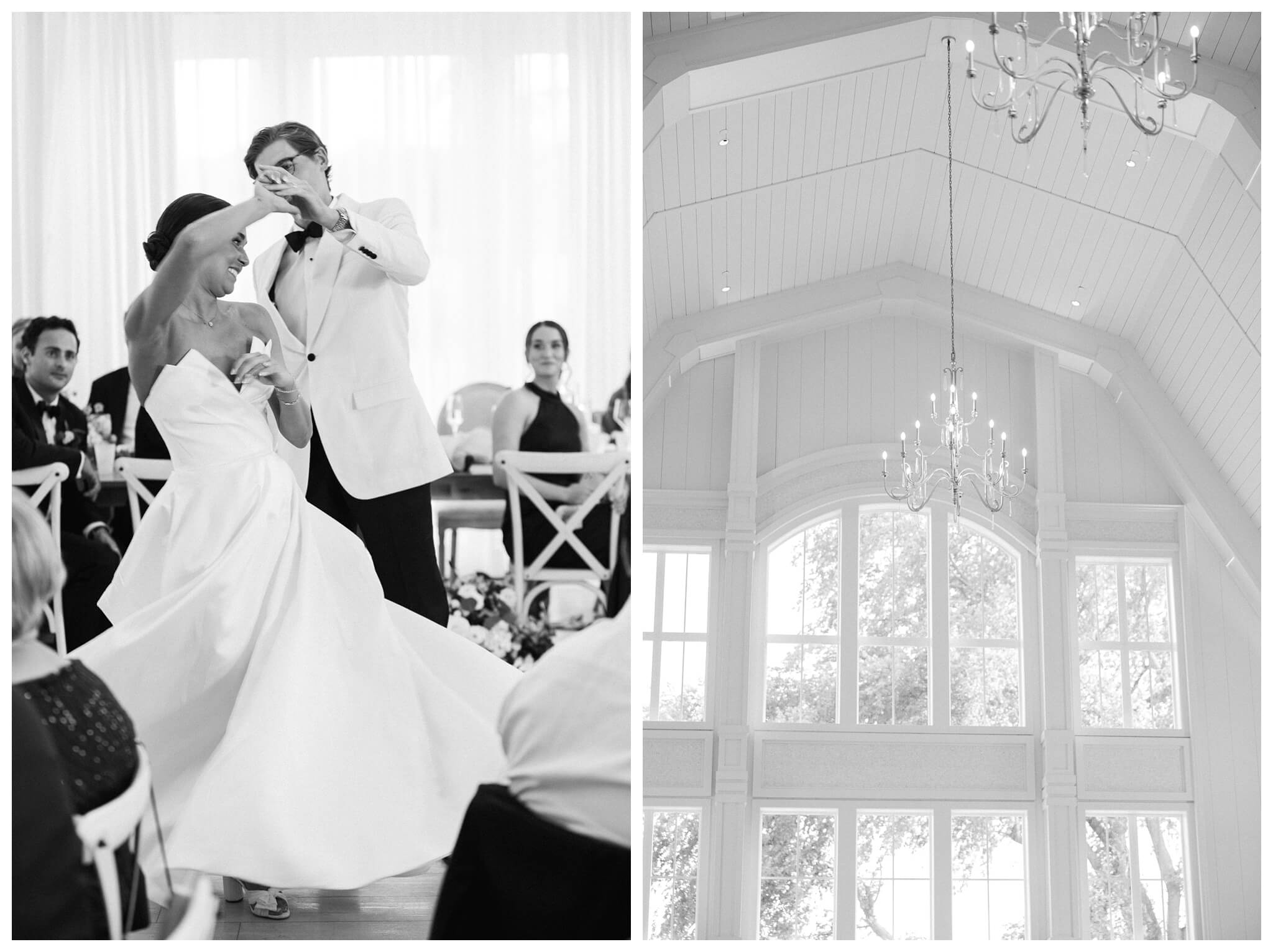 refined black and white wedding at a white barn etre farms in saint joseph michigan by josh and andrea photography 