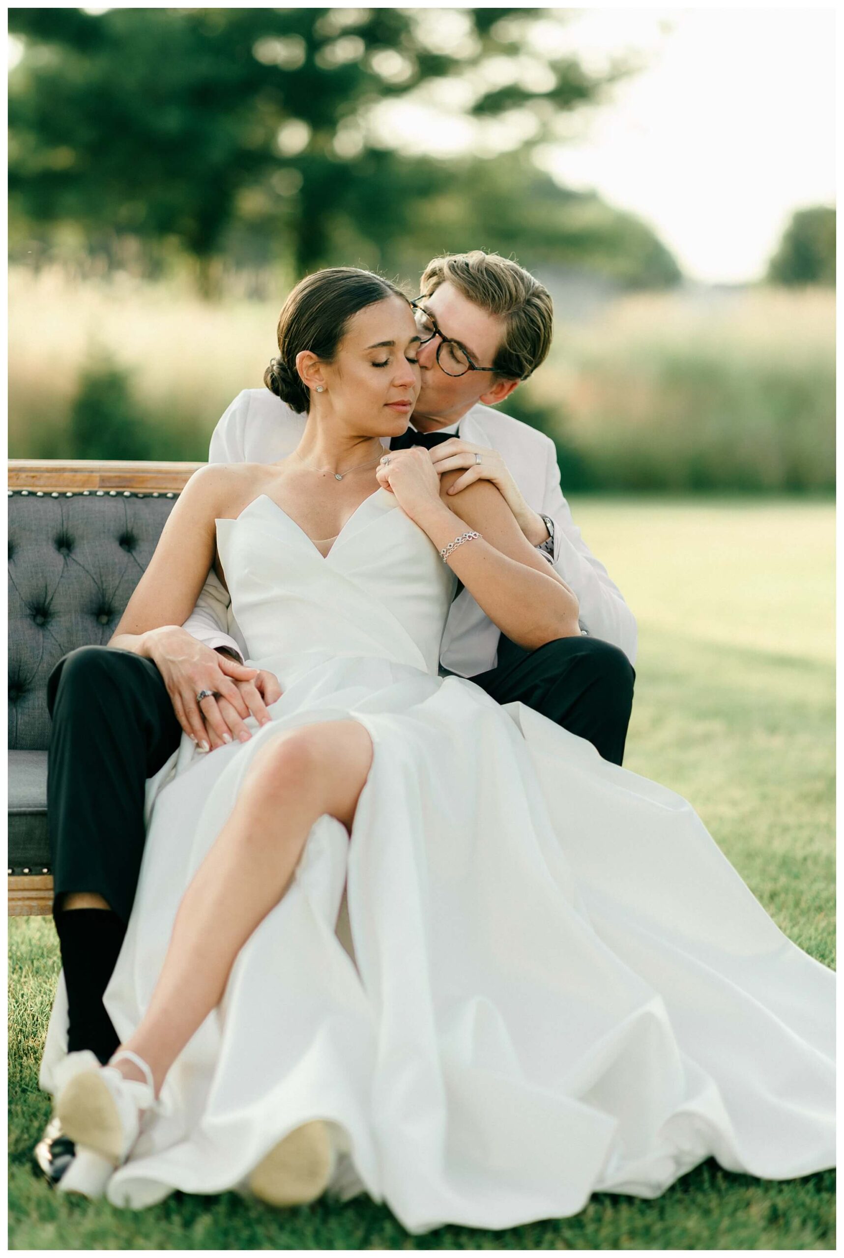 refined black and white wedding at a white barn etre farms in saint joseph michigan by josh and andrea photography 