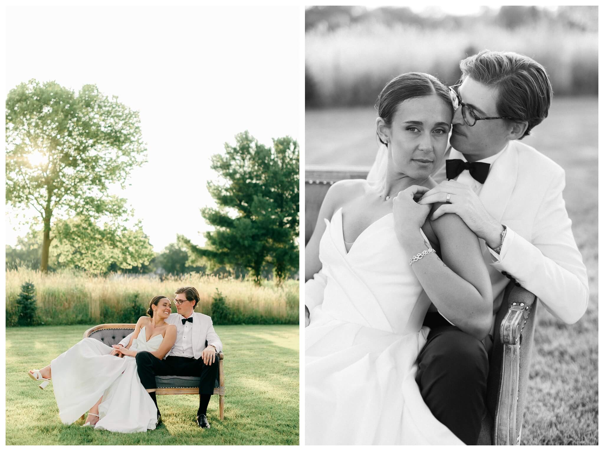 refined black and white wedding at a white barn etre farms in saint joseph michigan by josh and andrea photography 