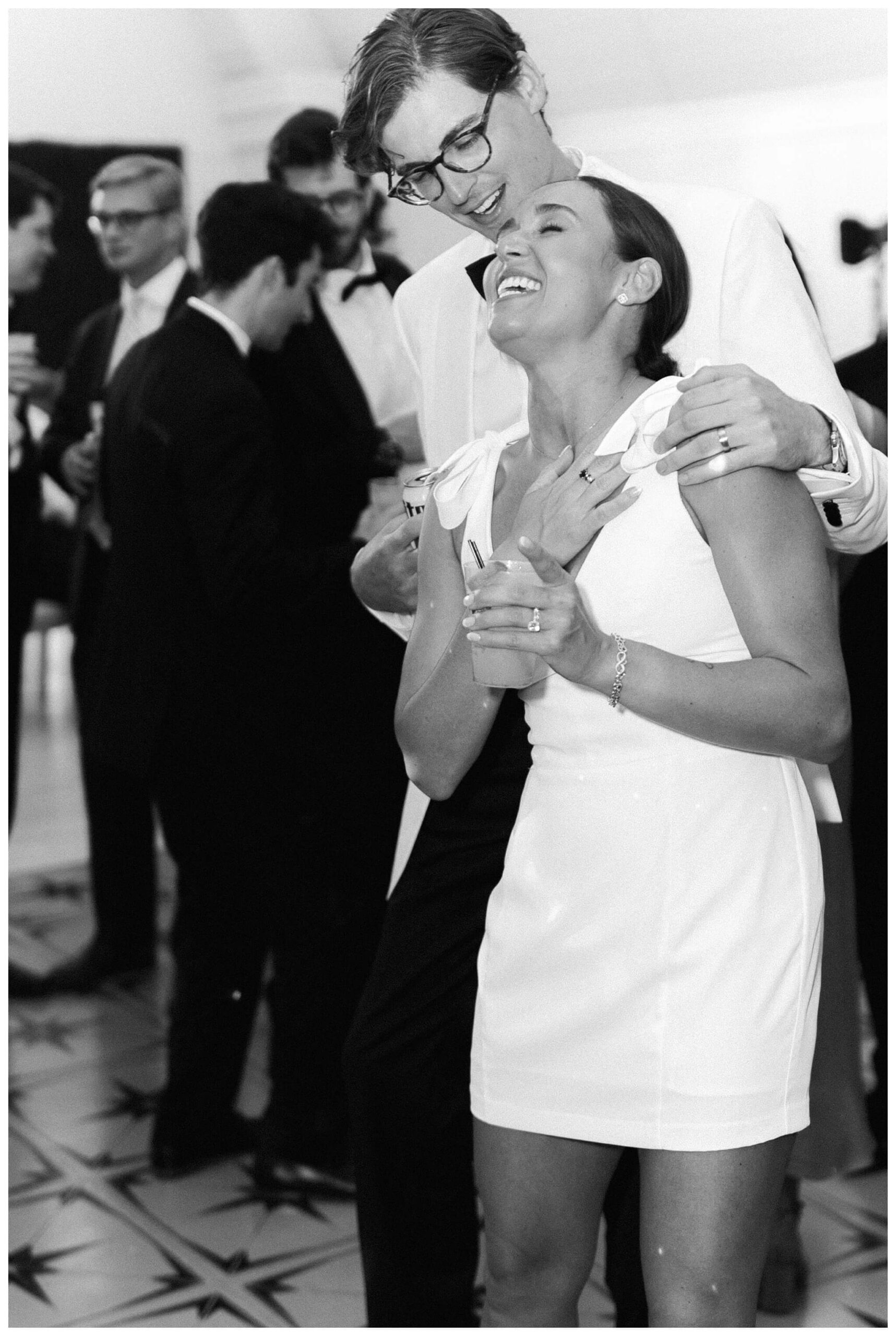 refined black and white wedding at a white barn etre farms in saint joseph michigan by josh and andrea photography 