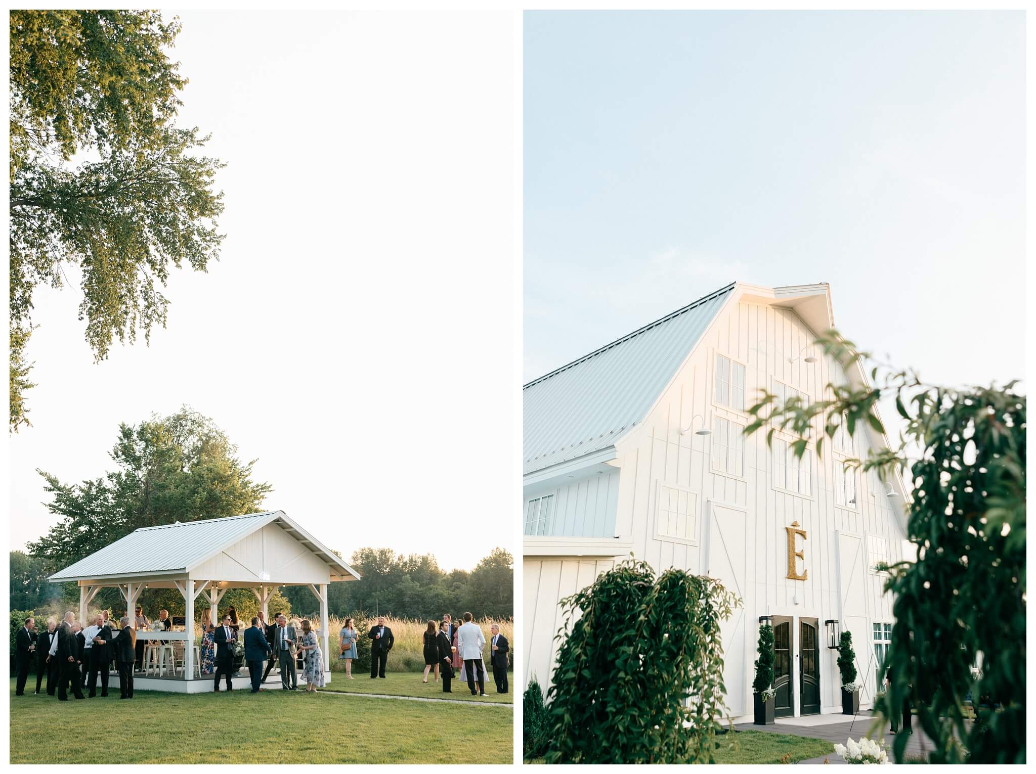 refined black and white wedding at a white barn etre farms in saint joseph michigan by josh and andrea photography 