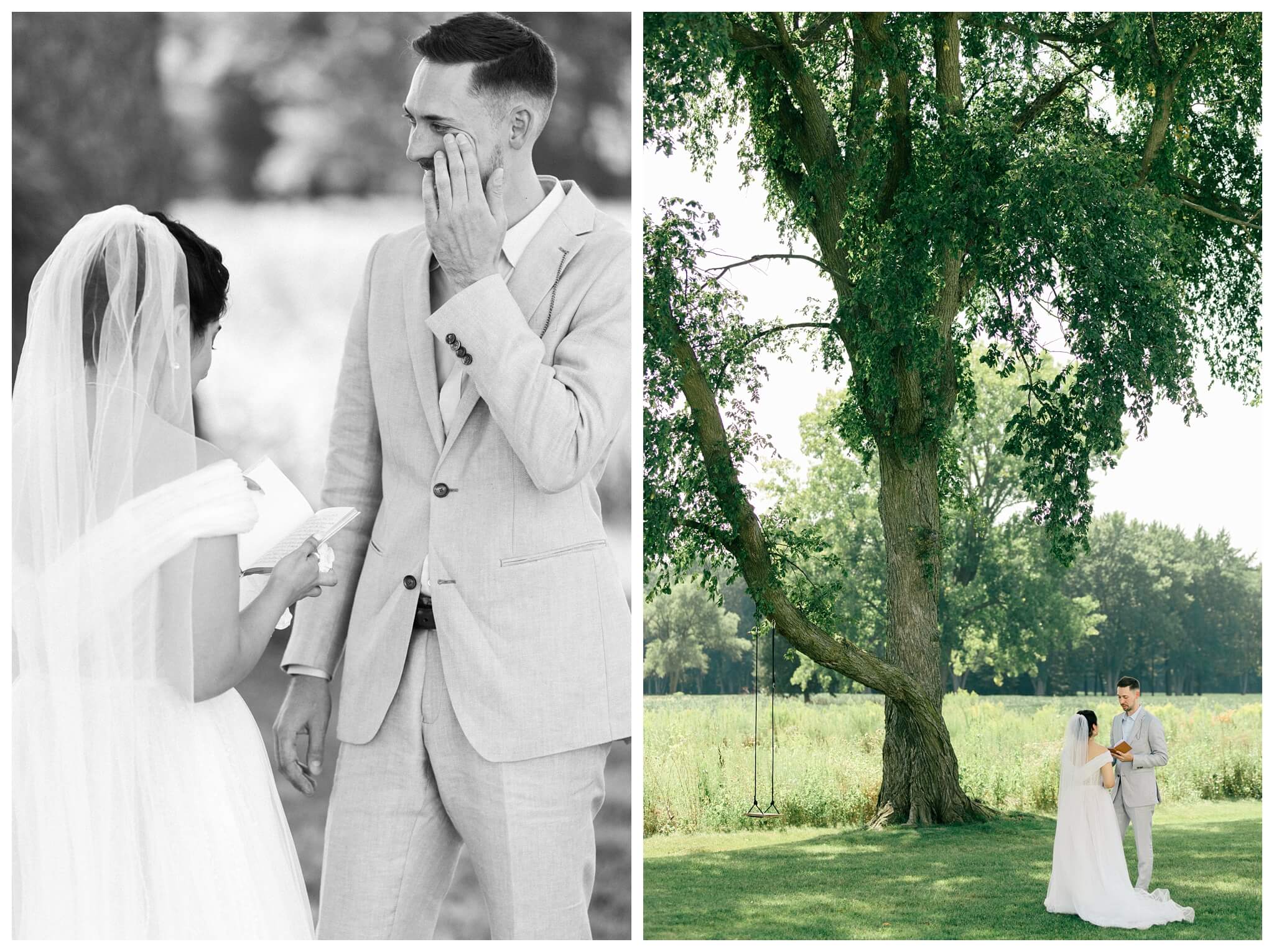 white barn wedding with parasols at etre farms in saint joseph michigan by josh and andrea photography