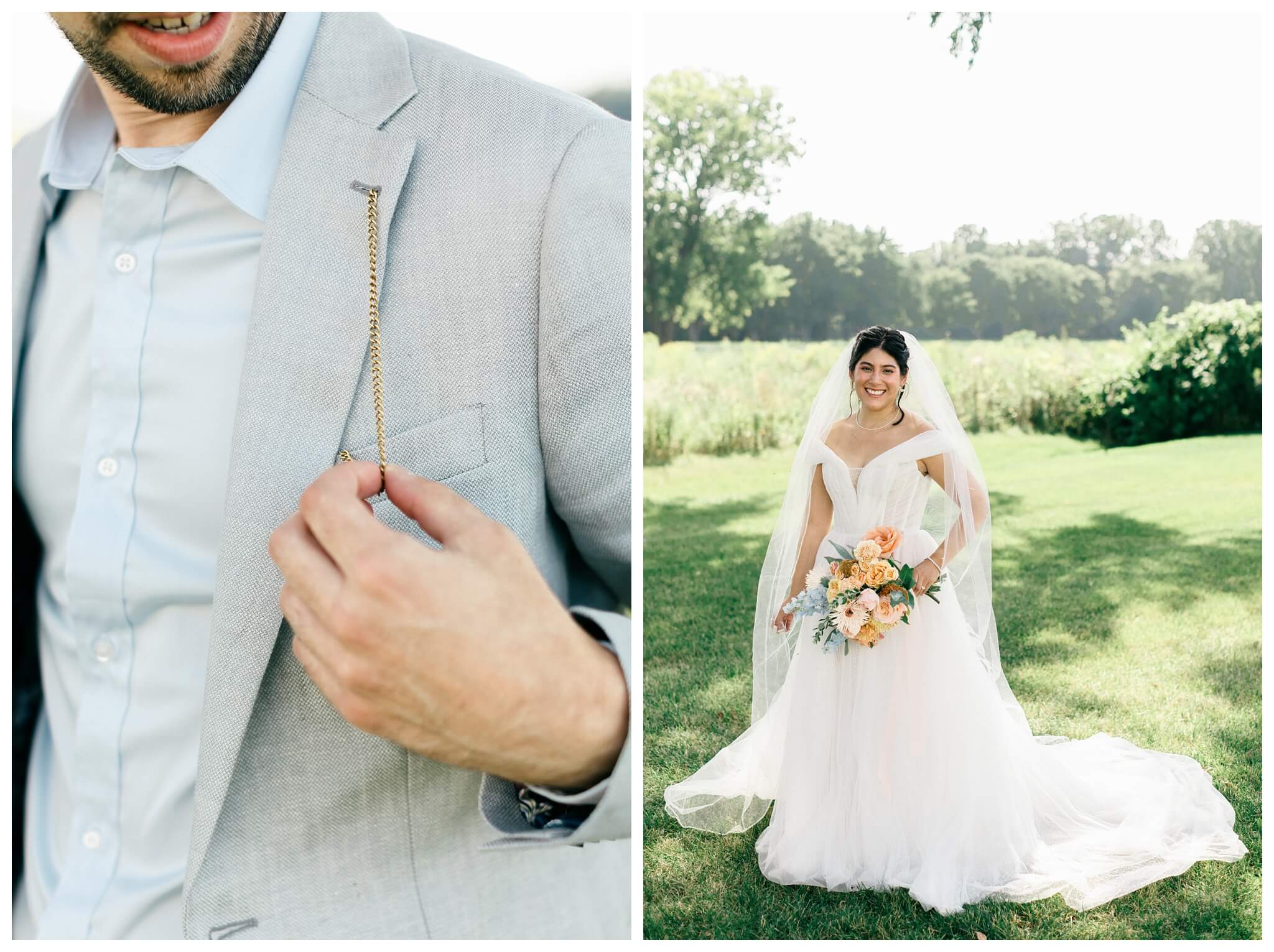 white barn wedding with parasols at etre farms in saint joseph michigan by josh and andrea photography