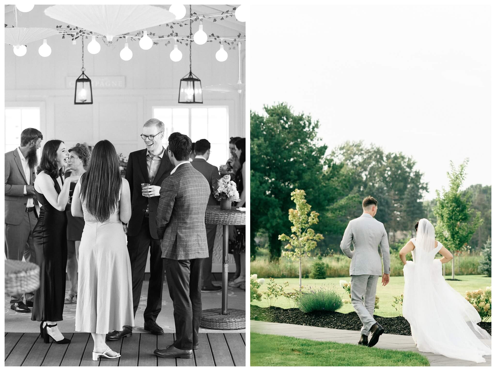 white barn wedding with parasols at etre farms in saint joseph michigan by josh and andrea photography