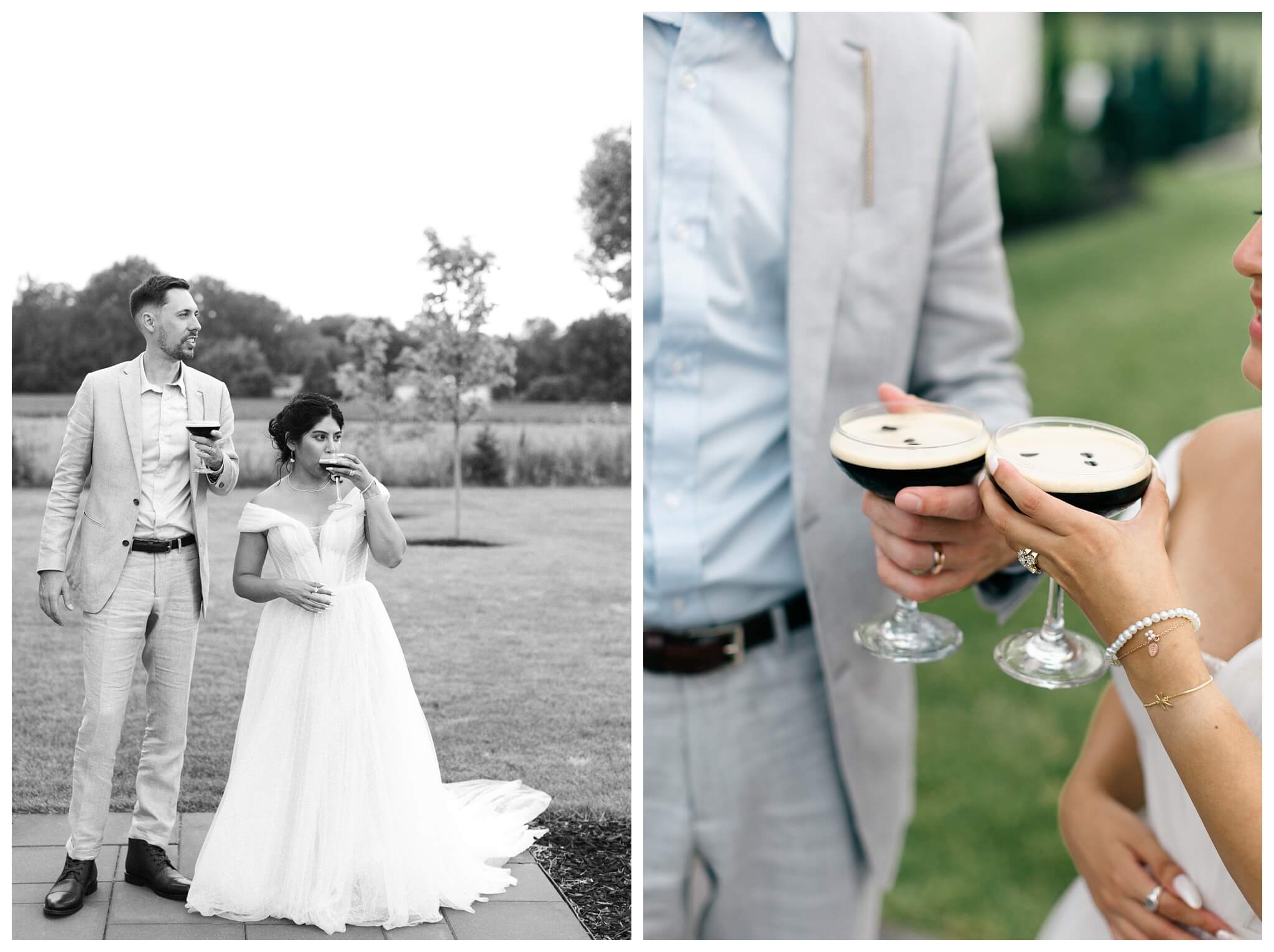 white barn wedding with parasols at etre farms in saint joseph michigan by josh and andrea photography