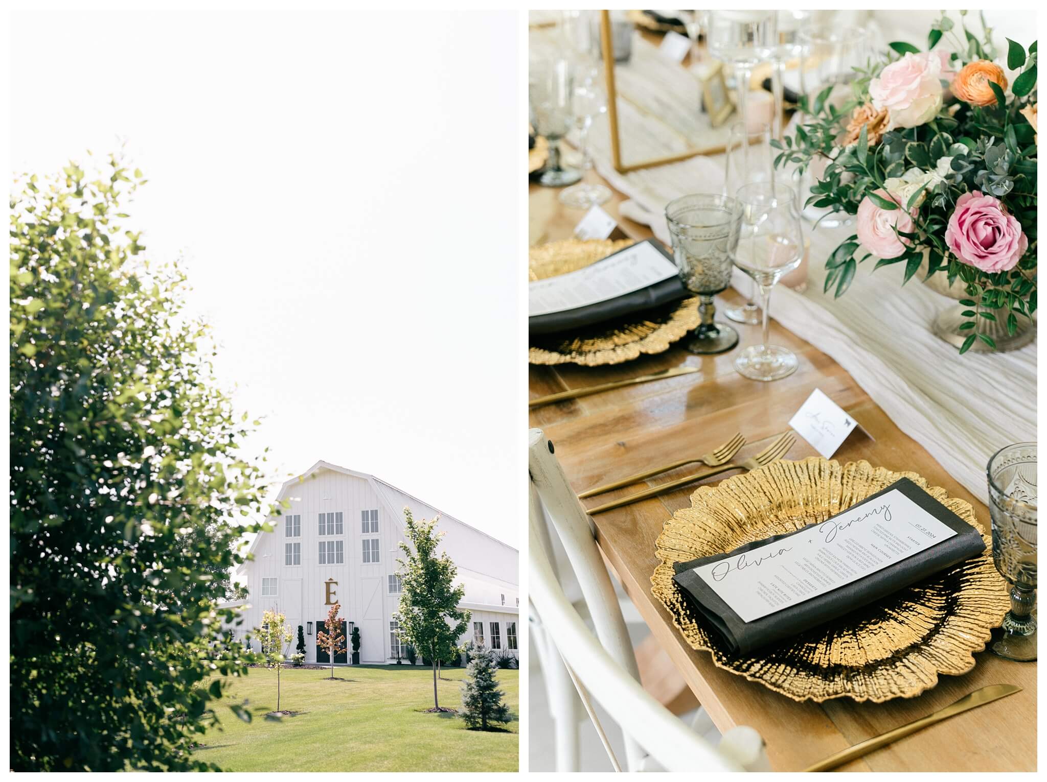 gorgeous white barn wedding at etre farms near saint joseph michigan by josh and andrea photography