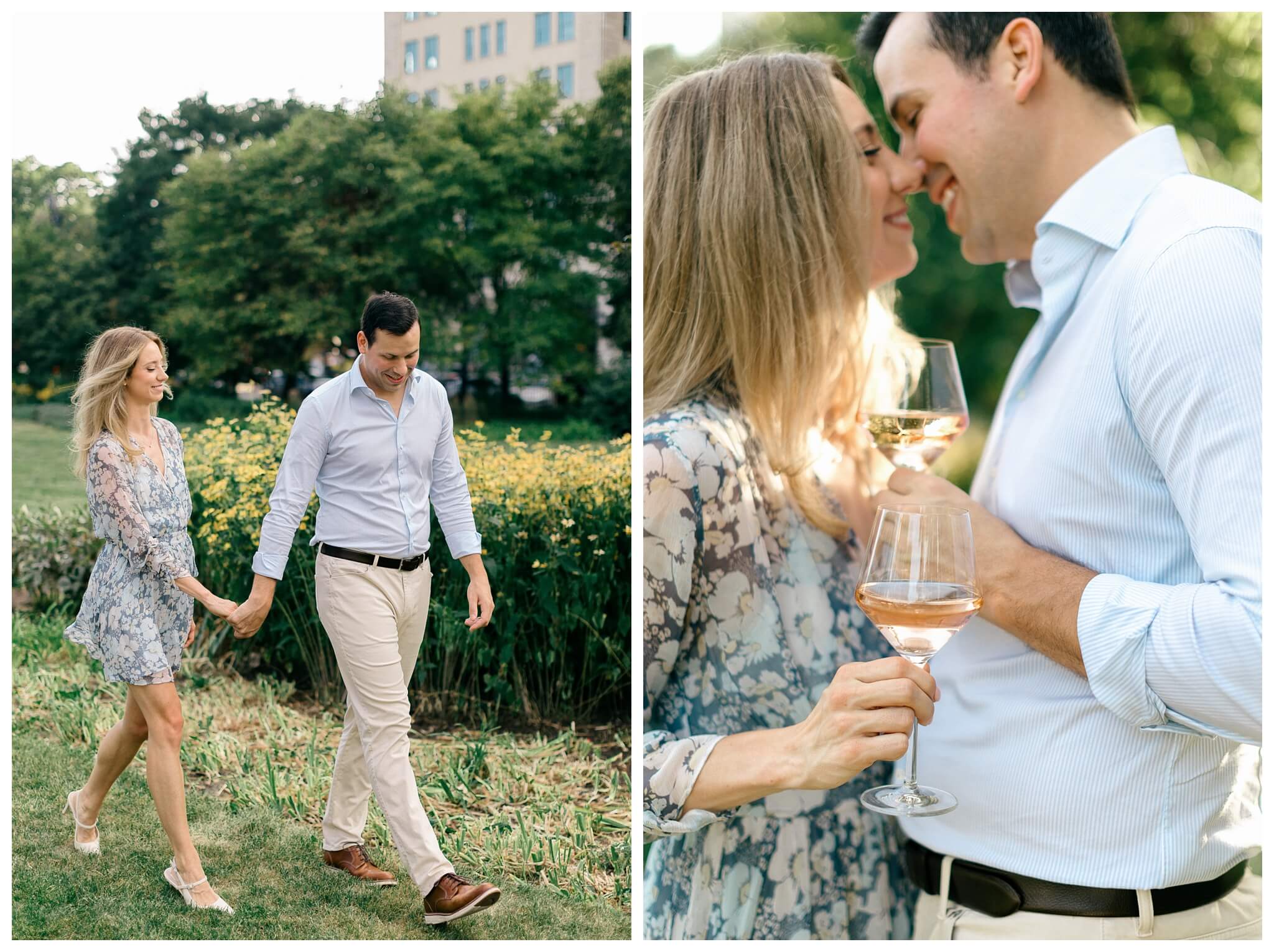 timeless romantic garden city engagement shoot in downtown chicago by Josh and Andrea photography