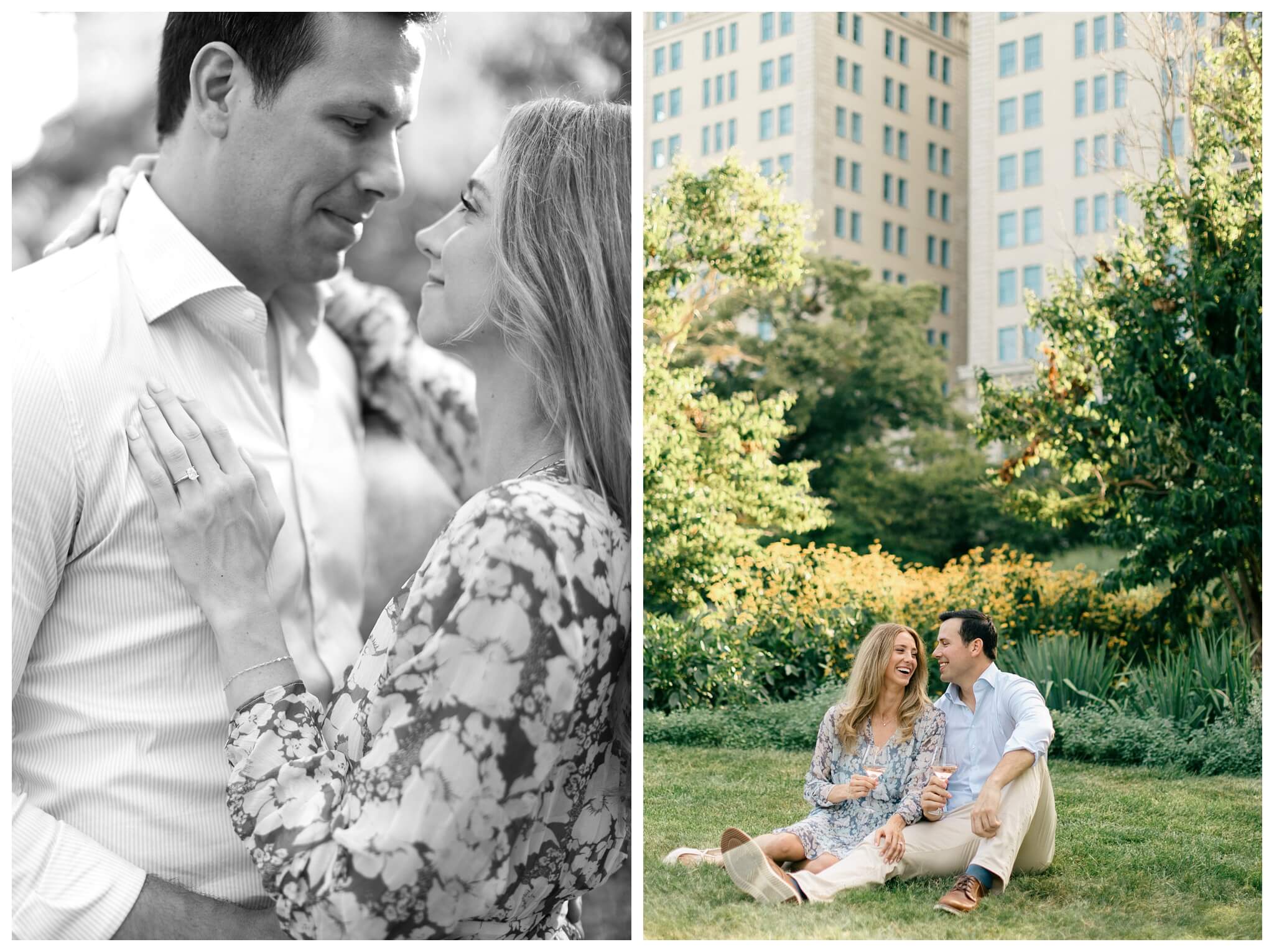 timeless romantic garden city engagement shoot in downtown chicago by Josh and Andrea photography