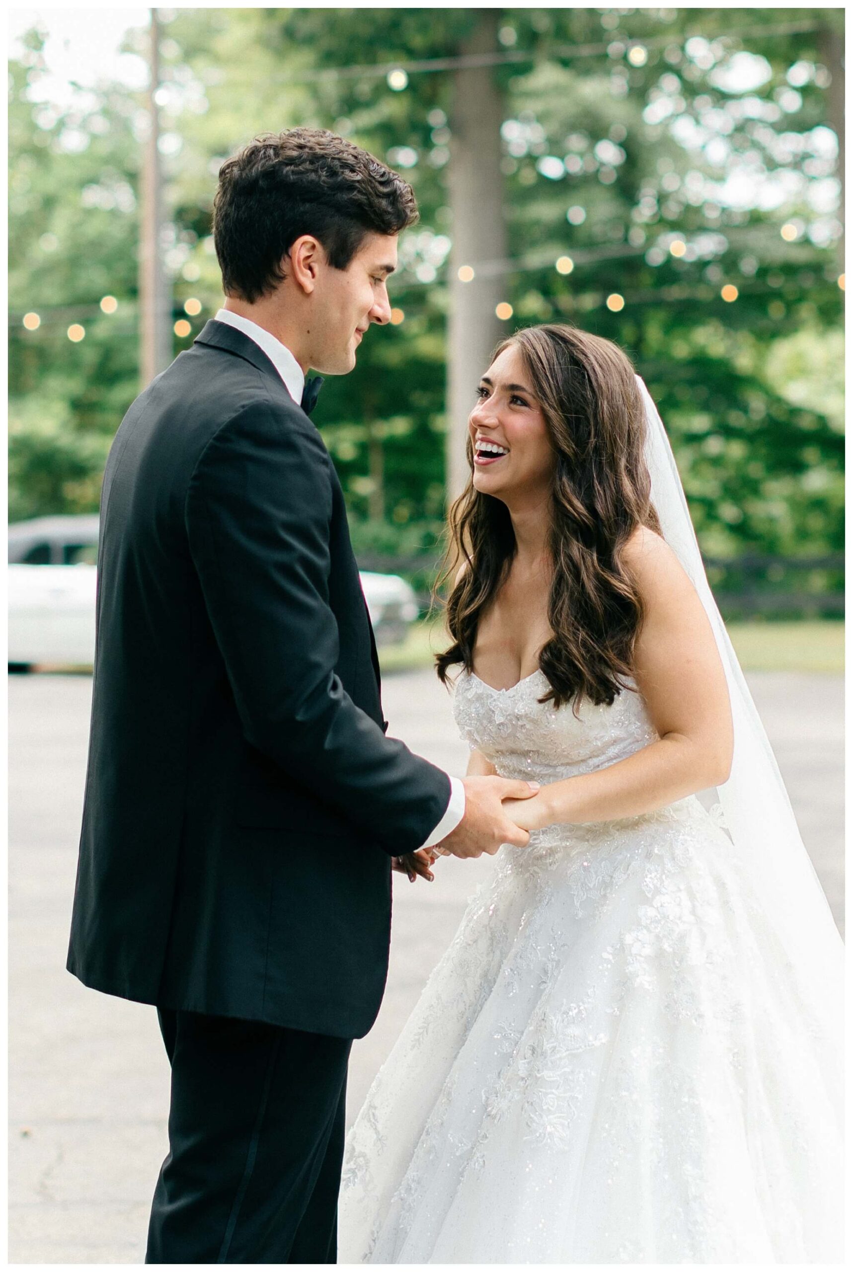 romantic white chapel wedding in niles michigan at morris estate with classic car by josh and andrea photography