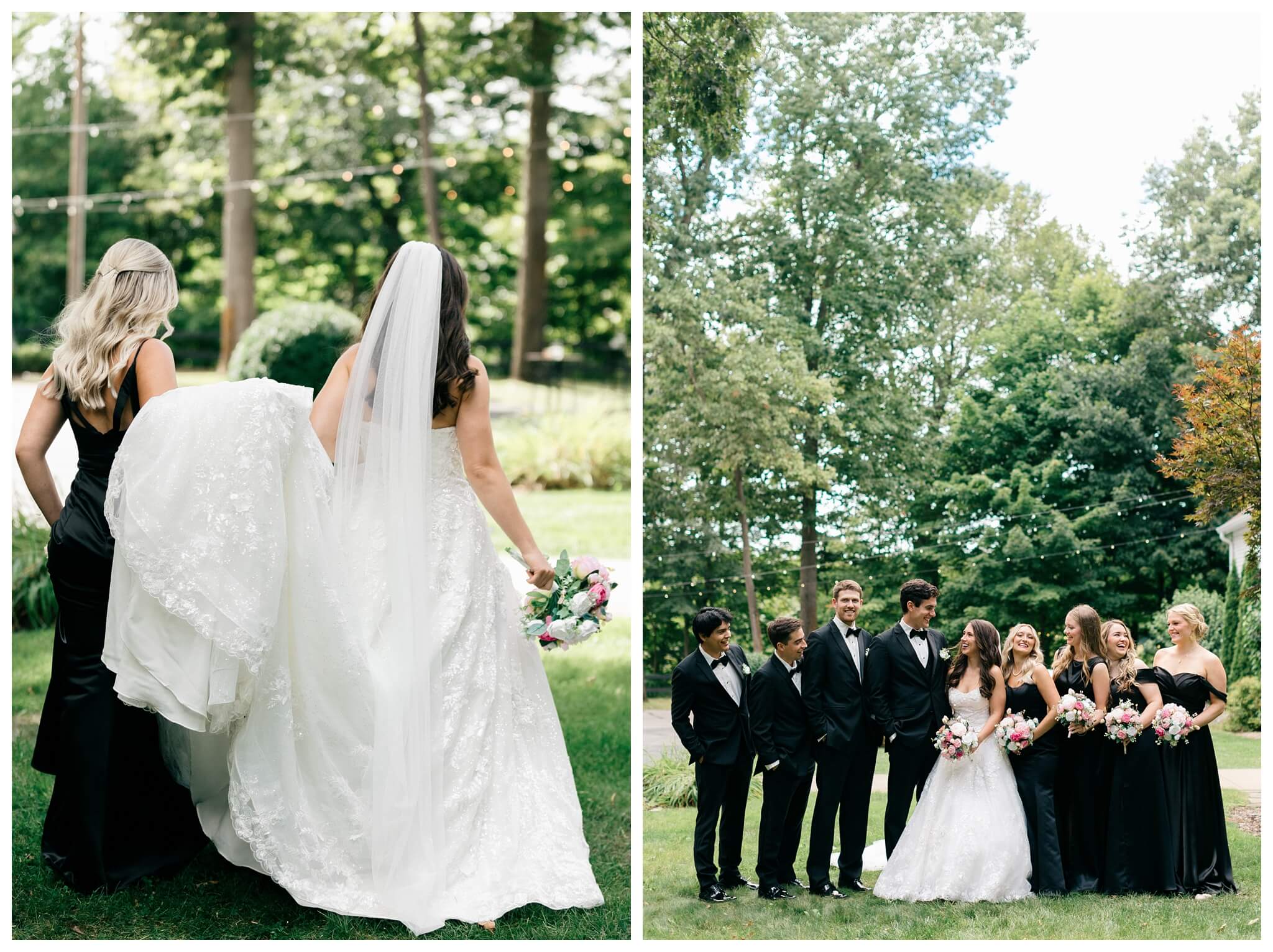 romantic white chapel wedding in niles michigan at morris estate with classic car by josh and andrea photography