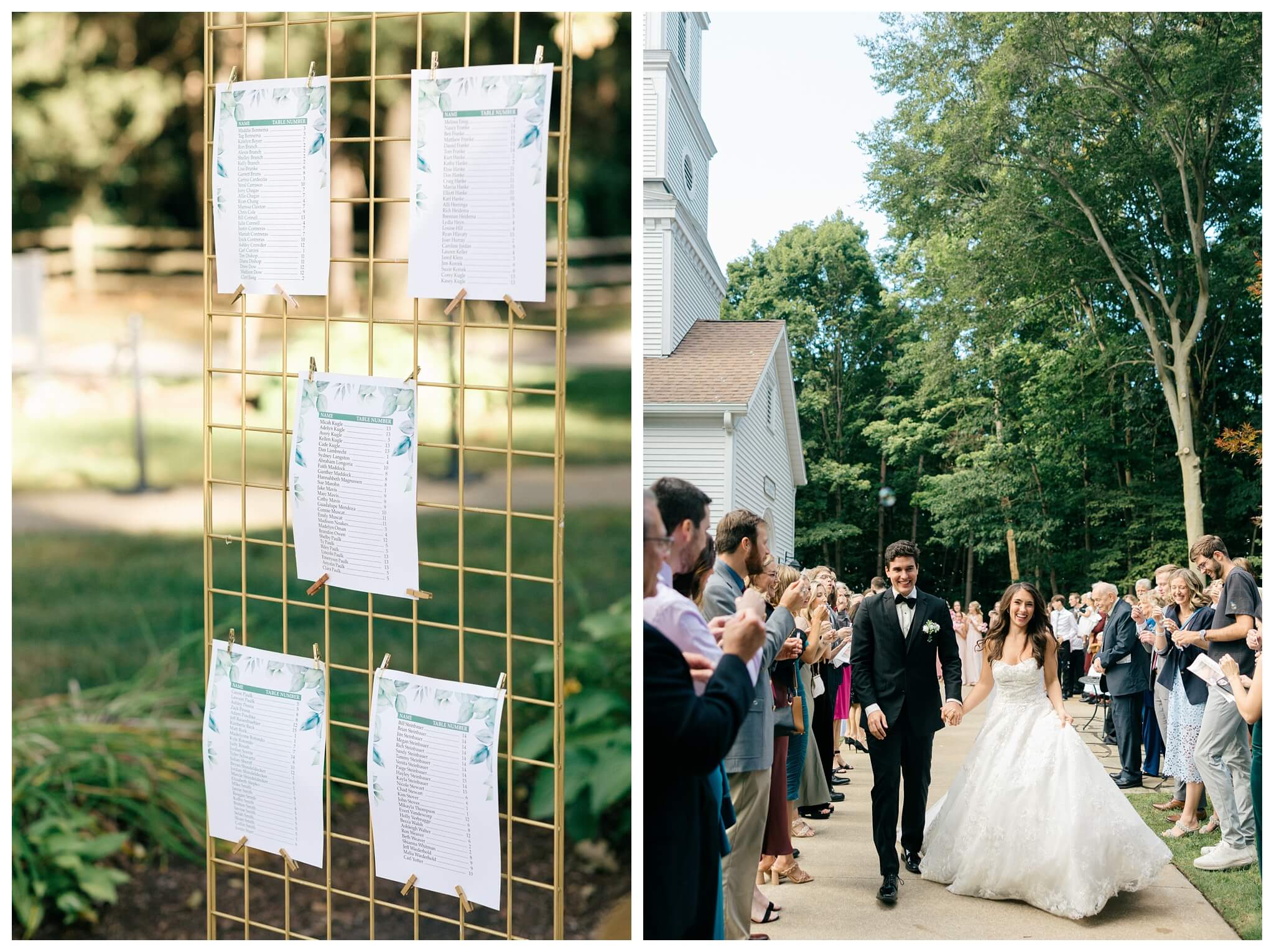 romantic white chapel wedding in niles michigan at morris estate with classic car by josh and andrea photography