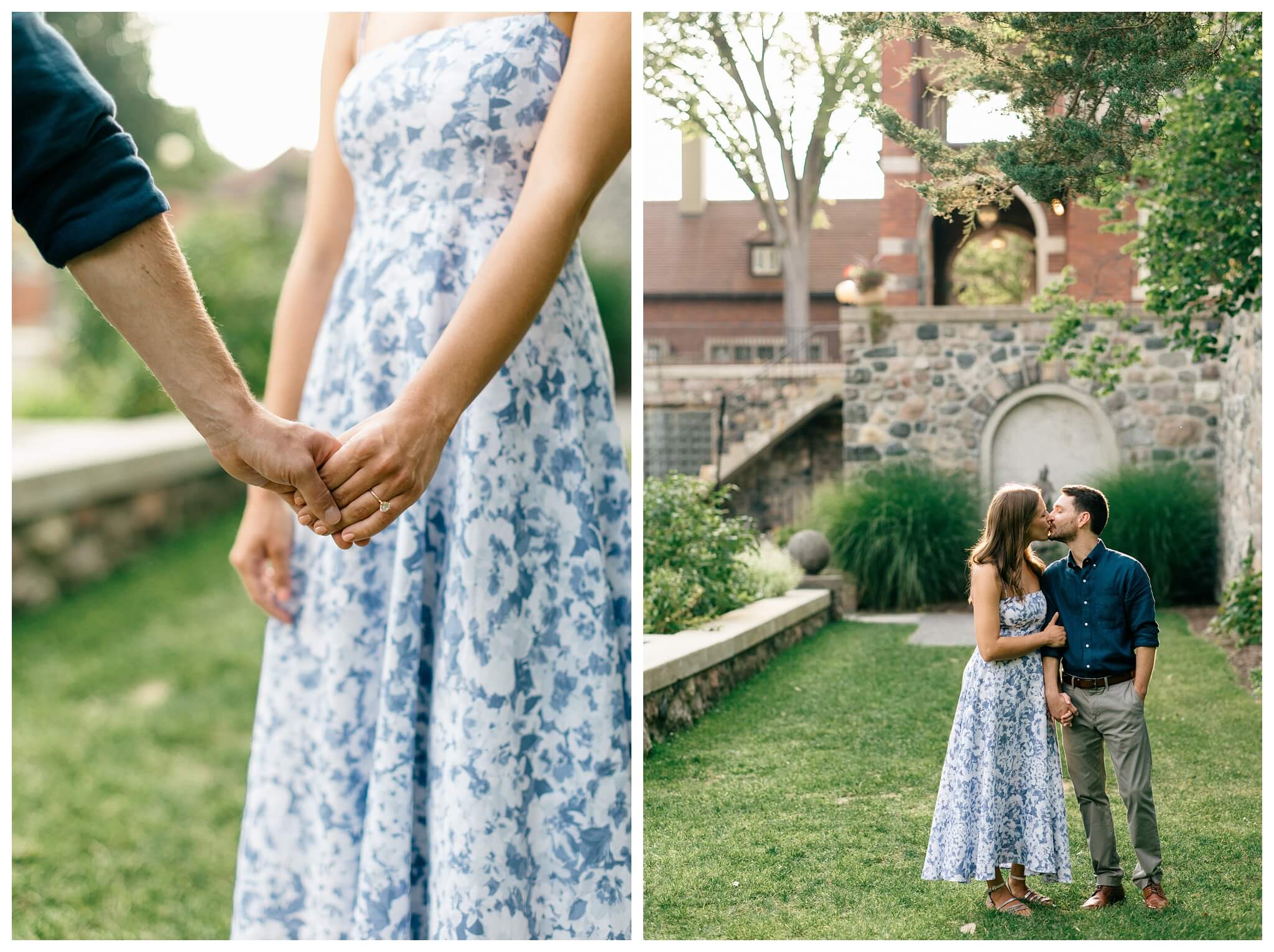 elegant estate engagement shoot by cranbrook house and gardens near detroit michigan by josh and andrea photography