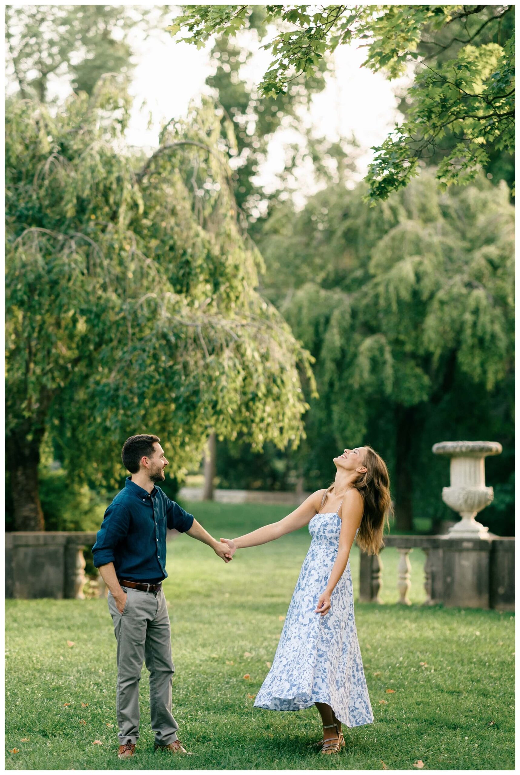 elegant estate engagement shoot by cranbrook house and gardens near detroit michigan by josh and andrea photography