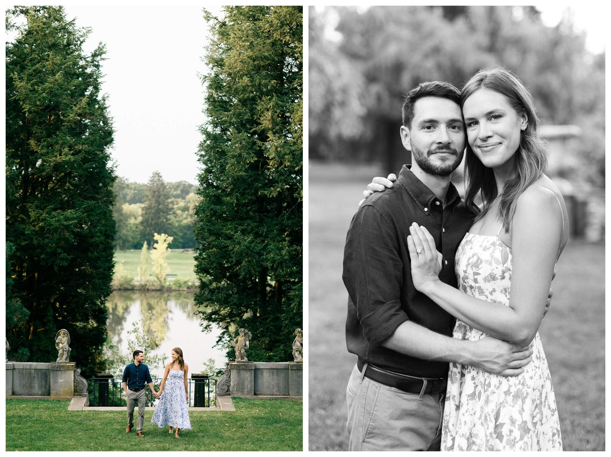 elegant estate engagement shoot by cranbrook house and gardens near detroit michigan by josh and andrea photography