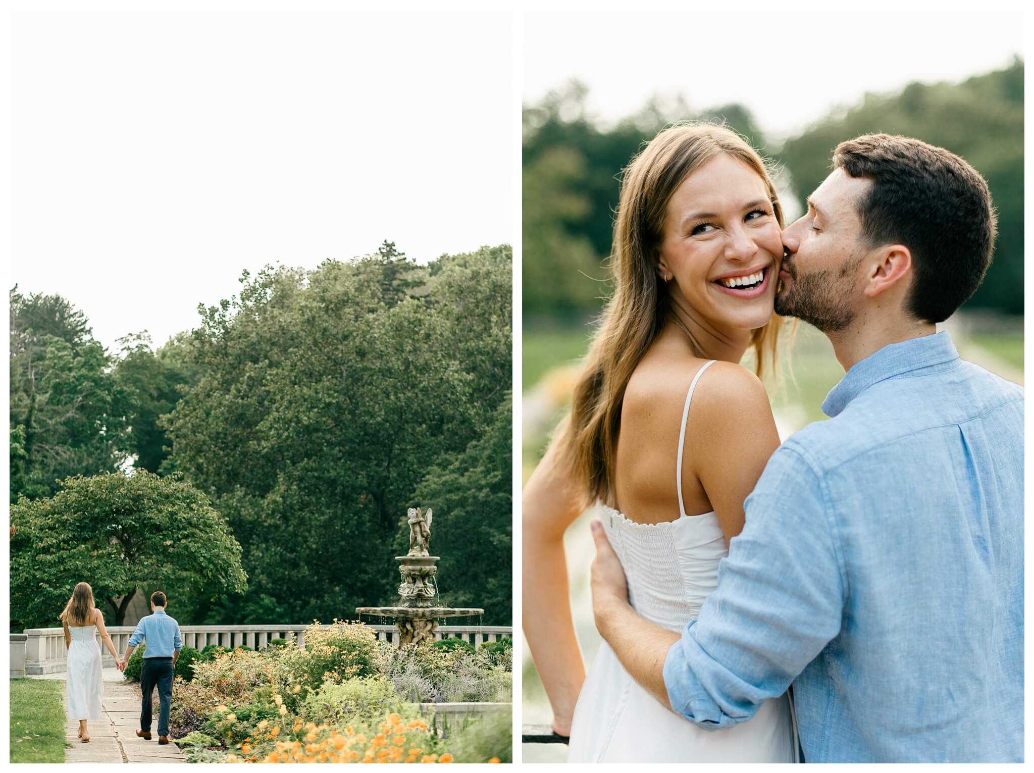 elegant estate engagement shoot by cranbrook house and gardens near detroit michigan by josh and andrea photography