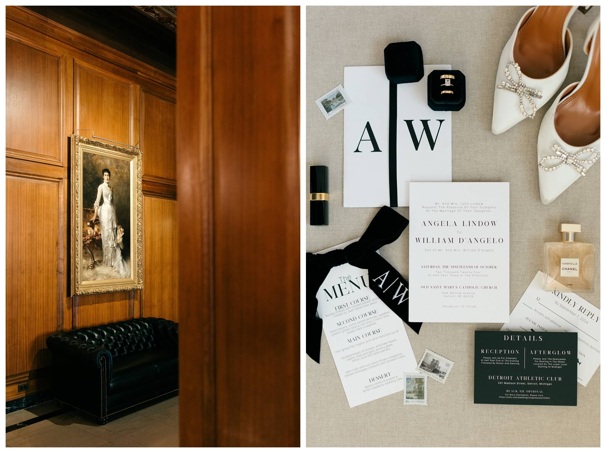 beautiful historic iconic black tie wedding in downtown detroit at the detroit athletic club by josh and andrea photography