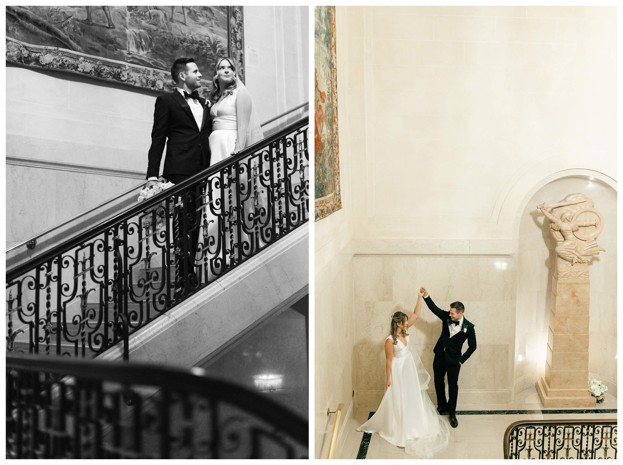 beautiful historic iconic black tie wedding in downtown detroit at the detroit athletic club by josh and andrea photography