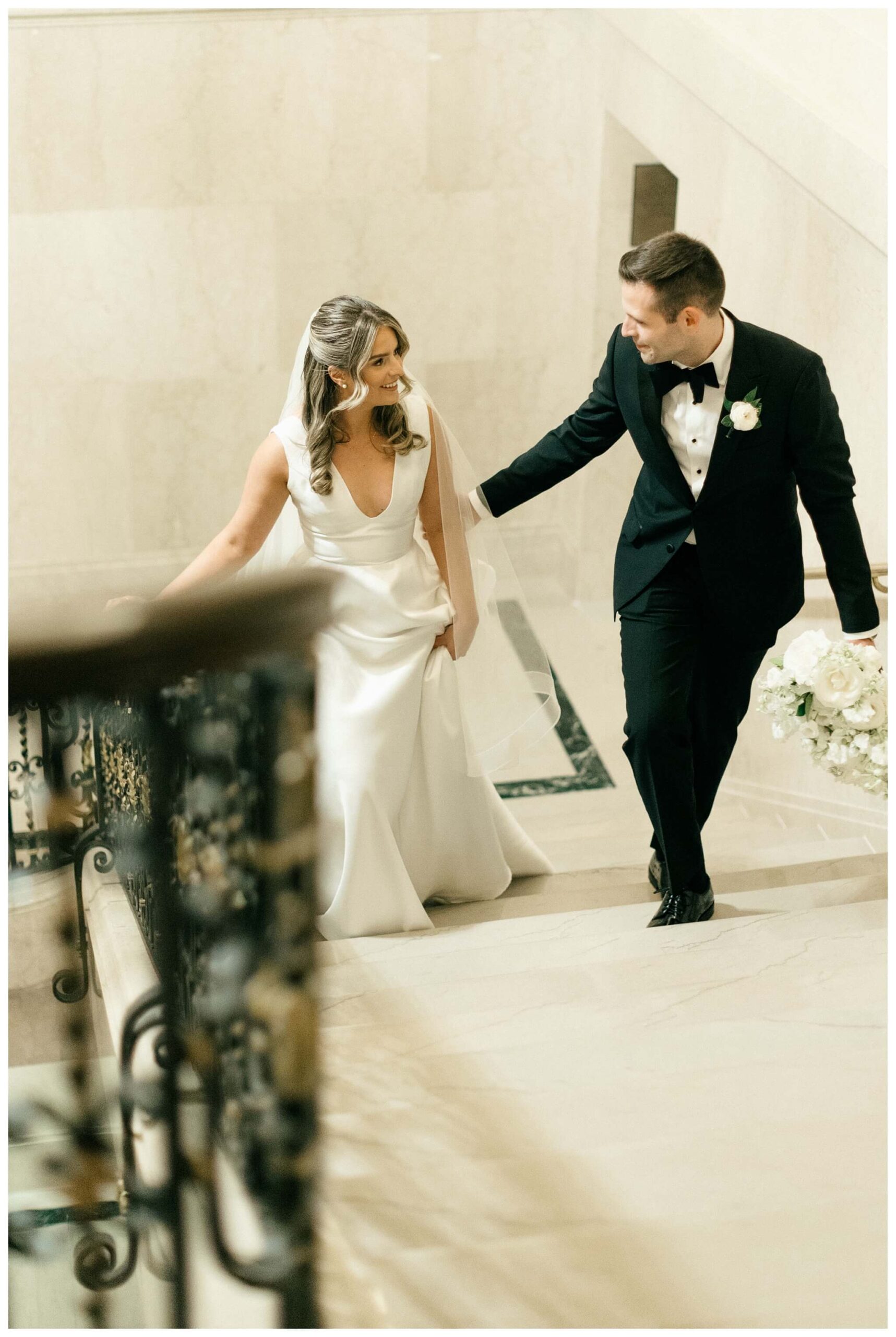 beautiful historic iconic black tie wedding in downtown detroit at the detroit athletic club by josh and andrea photography