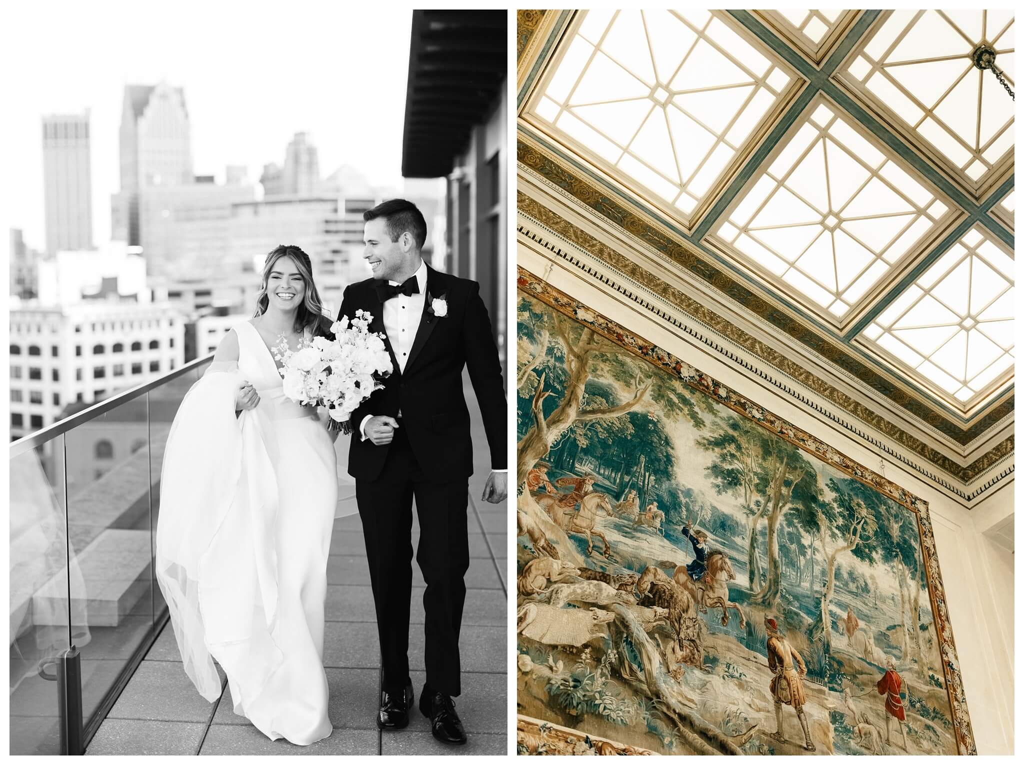 beautiful historic iconic black tie wedding in downtown detroit at the detroit athletic club by josh and andrea photography