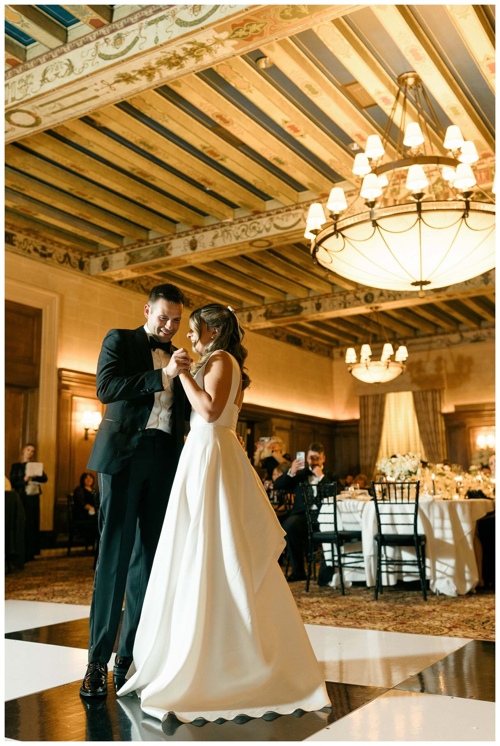 beautiful historic iconic black tie wedding in downtown detroit at the detroit athletic club by josh and andrea photography