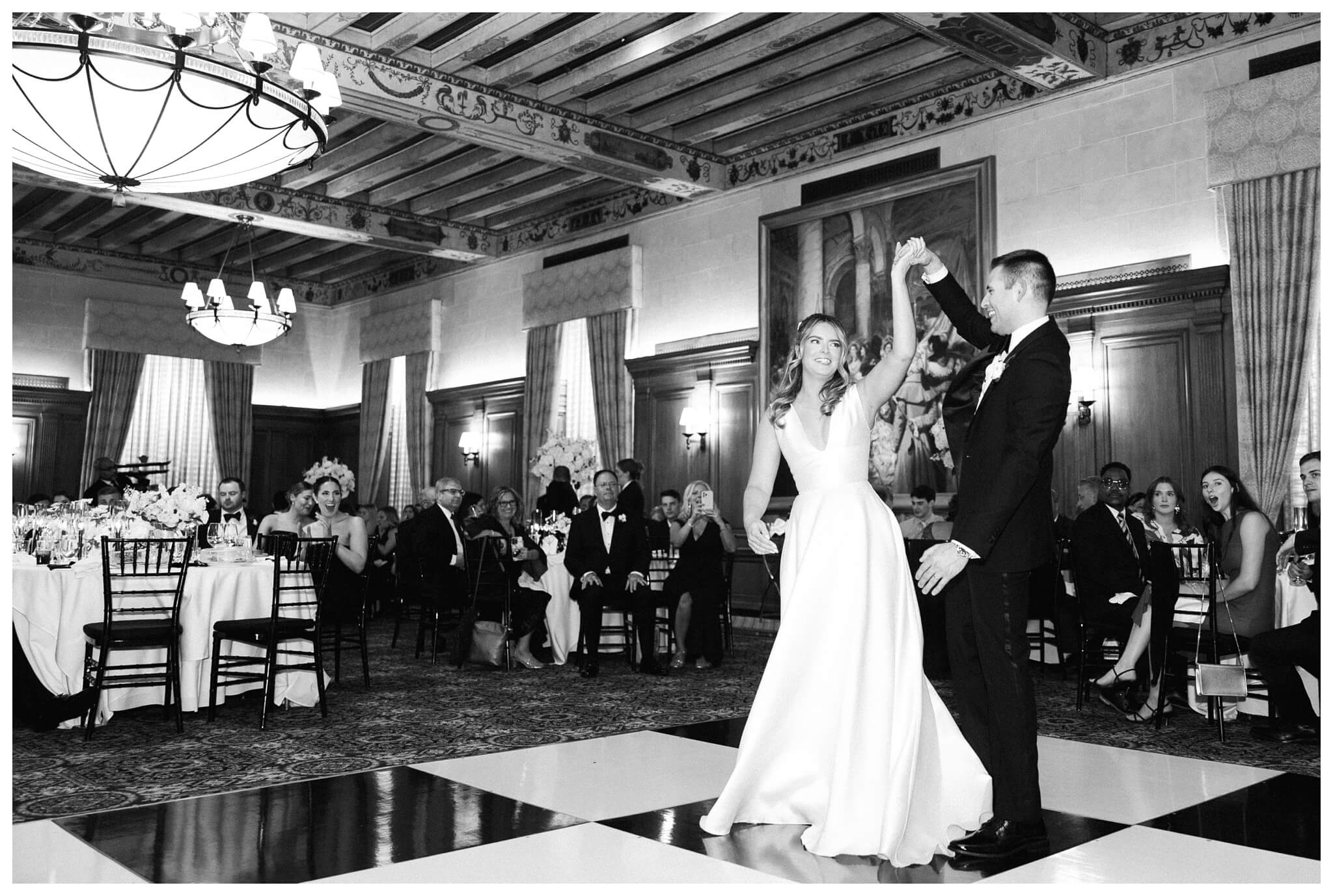 beautiful historic iconic black tie wedding in downtown detroit at the detroit athletic club by josh and andrea photography