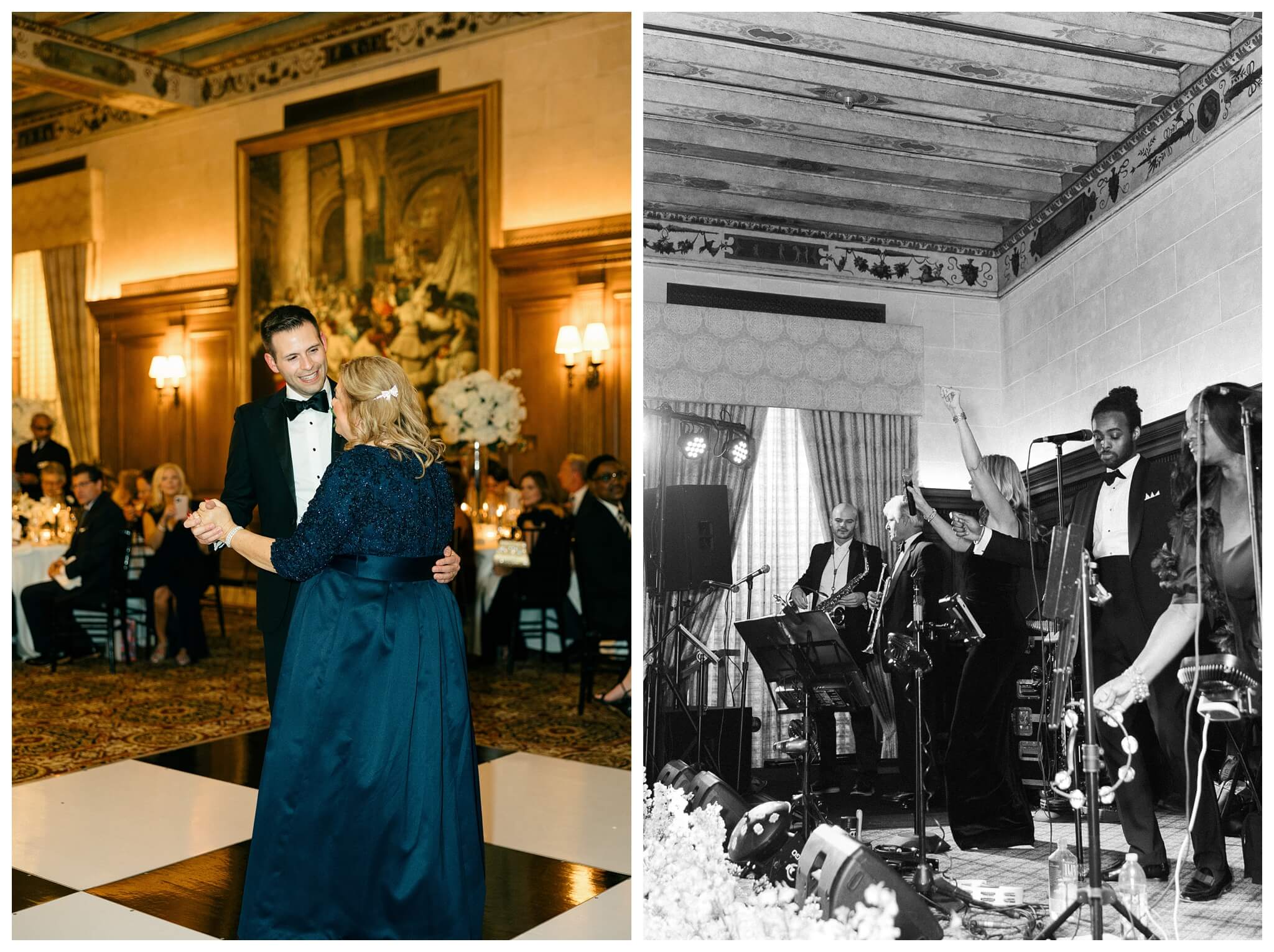 beautiful historic iconic black tie wedding in downtown detroit at the detroit athletic club by josh and andrea photography