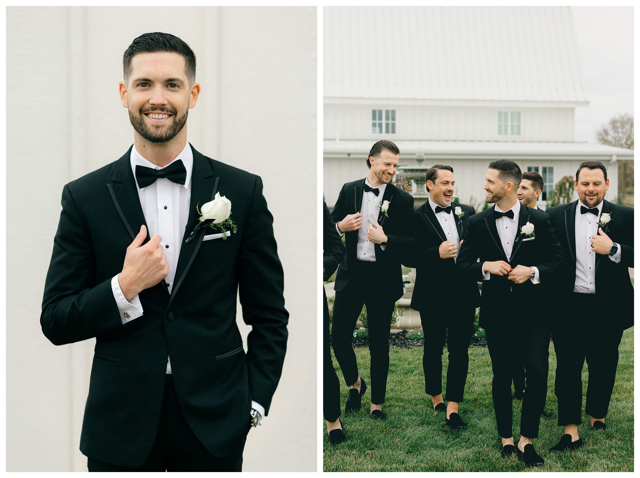 classy sophisticated black tie wedding at a white barn at Etre farms in michigan by josh and andrea photography