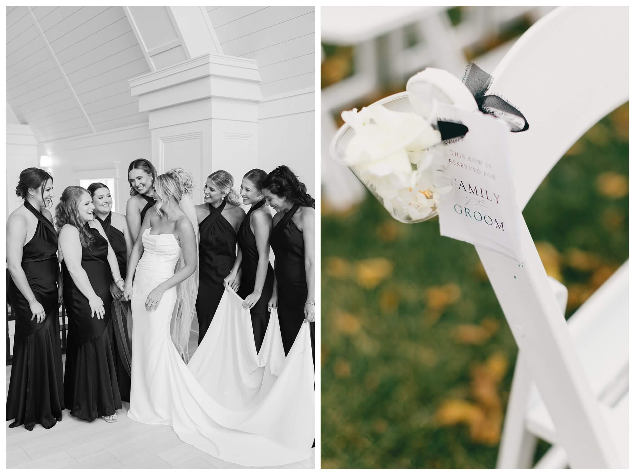 classy sophisticated black tie wedding at a white barn at Etre farms in michigan by josh and andrea photography