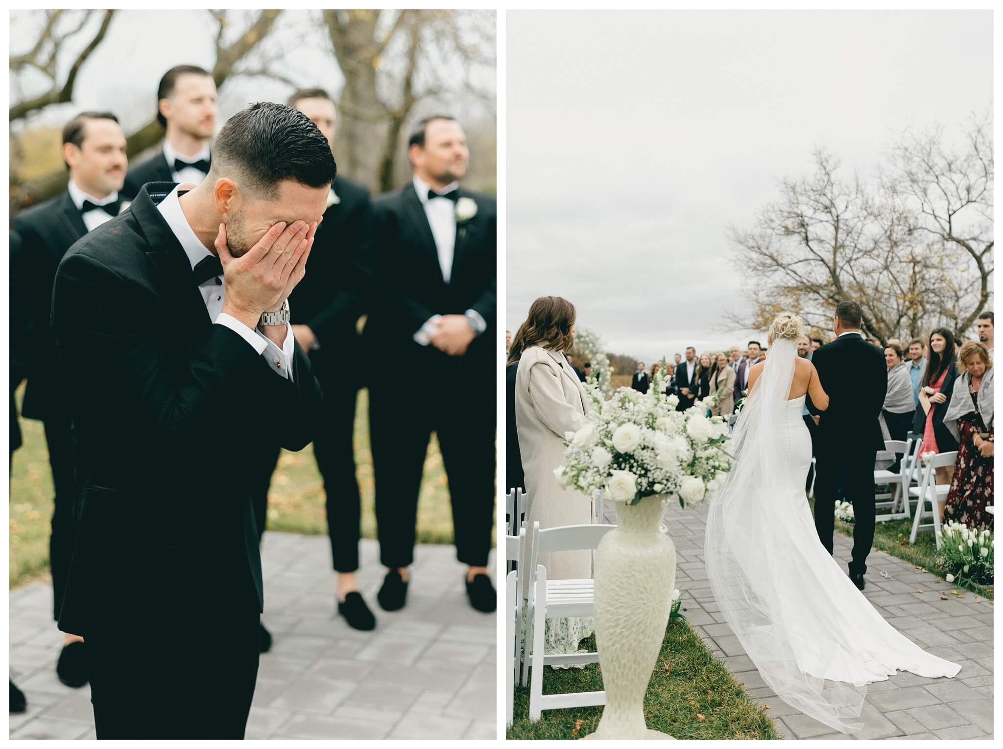 classy sophisticated black tie wedding at a white barn at Etre farms in michigan by josh and andrea photography