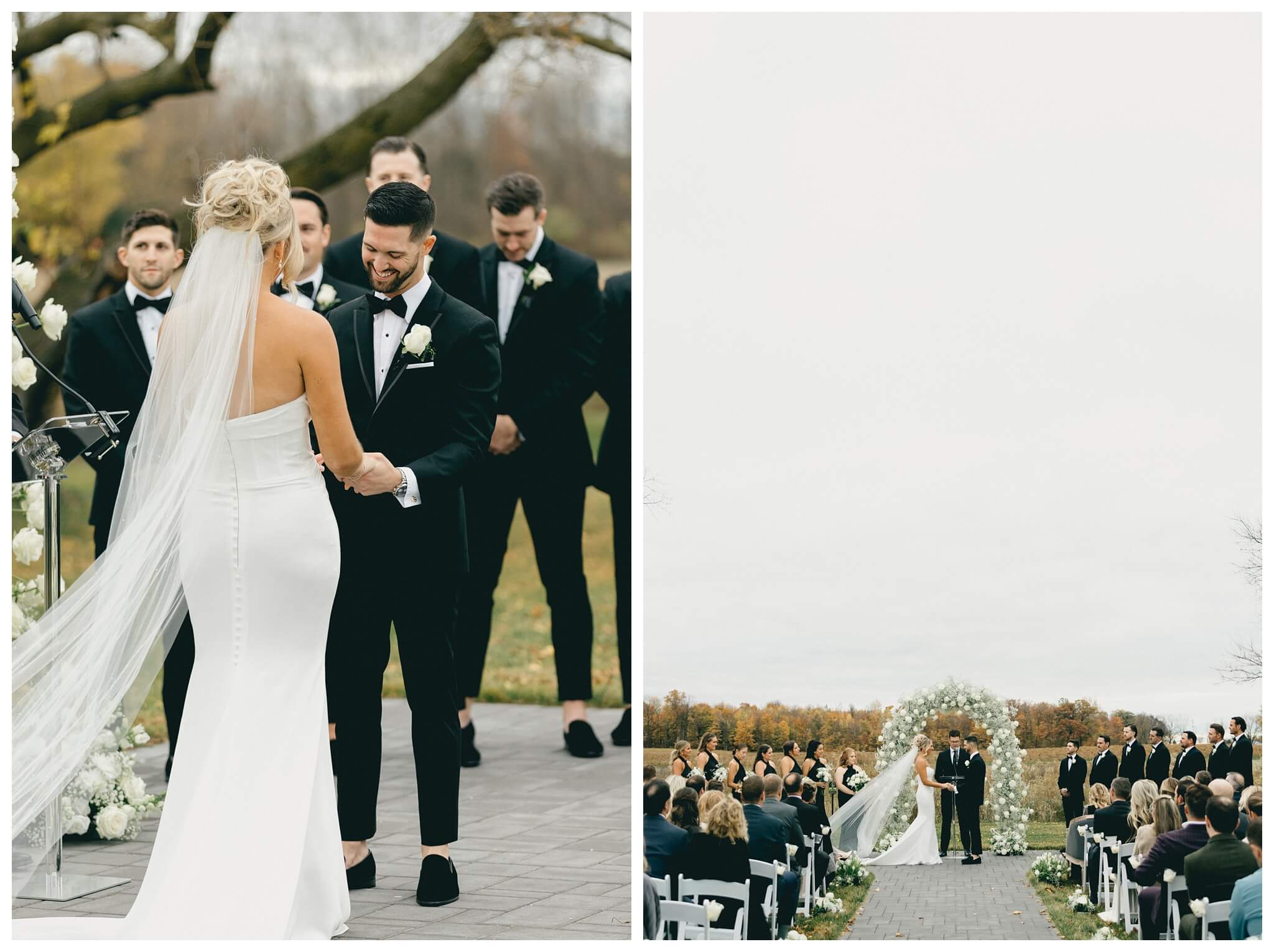 classy sophisticated black tie wedding at a white barn at Etre farms in michigan by josh and andrea photography