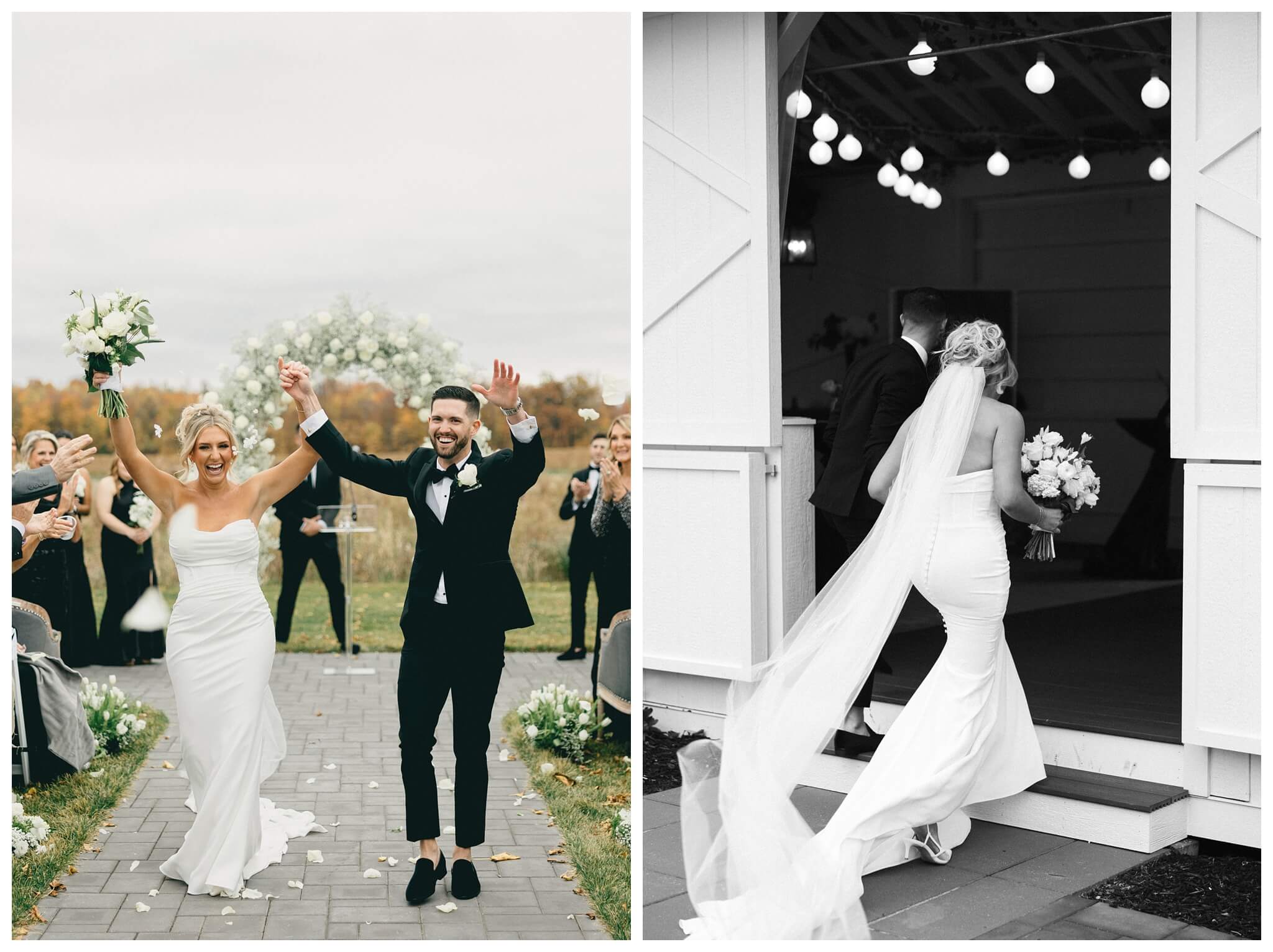 classy sophisticated black tie wedding at a white barn at Etre farms in michigan by josh and andrea photography