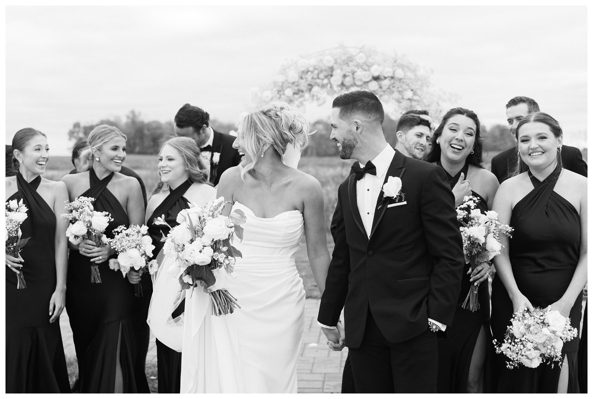 classy sophisticated black tie wedding at a white barn at Etre farms in michigan by josh and andrea photography