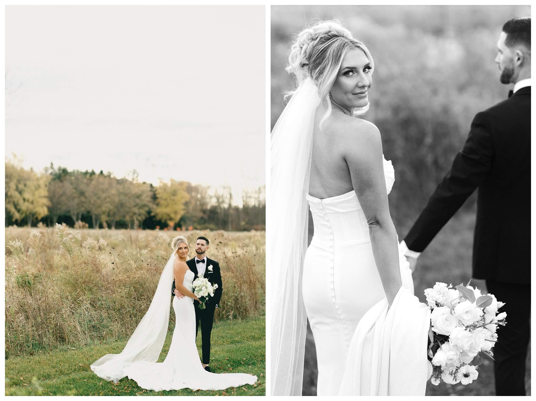 classy sophisticated black tie wedding at a white barn at Etre farms in michigan by josh and andrea photography